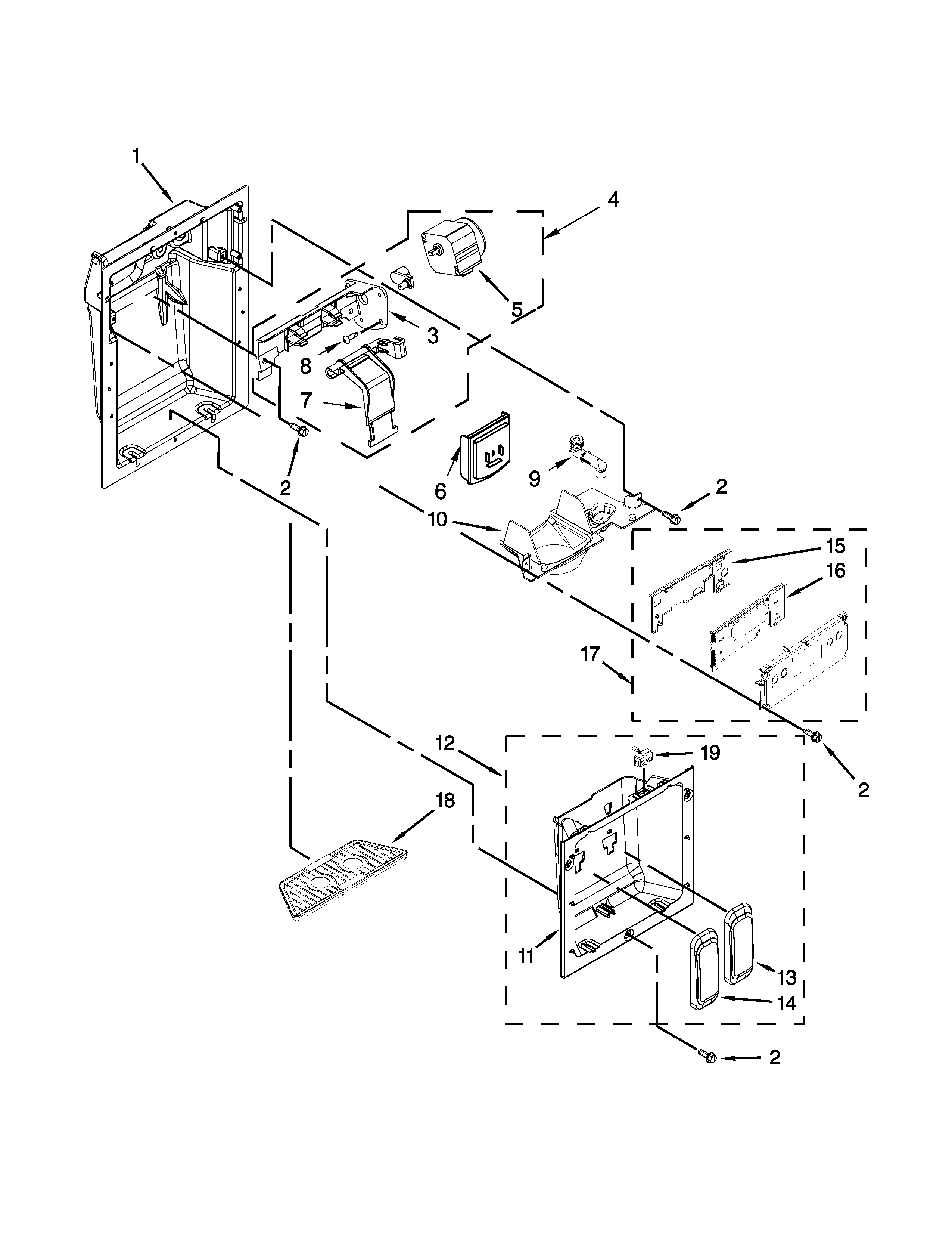KitchenAid KBSD502ESS00 dispenser parts diagram