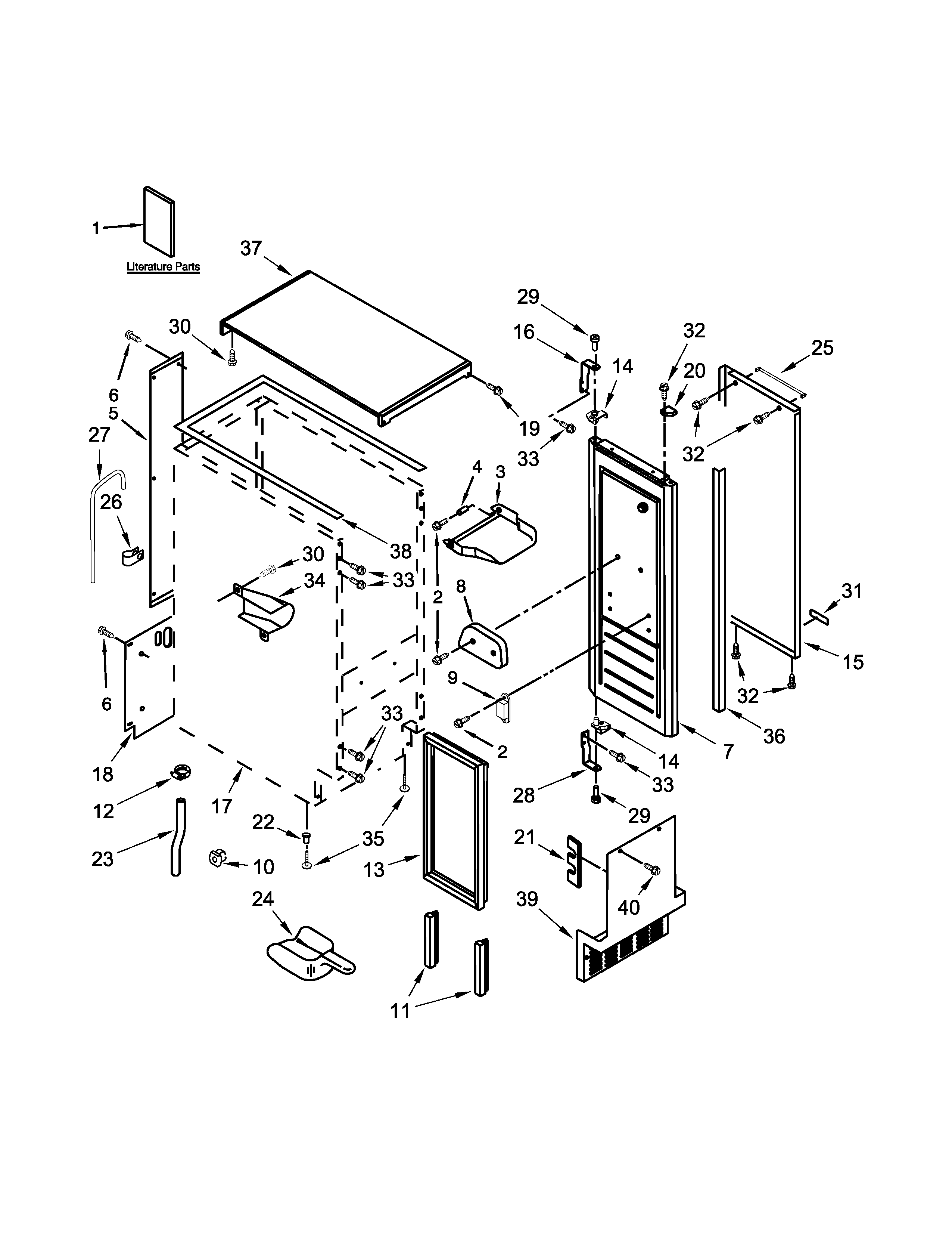 KitchenAid KUIX505ESS0 cabinet, door and liner parts diagram
