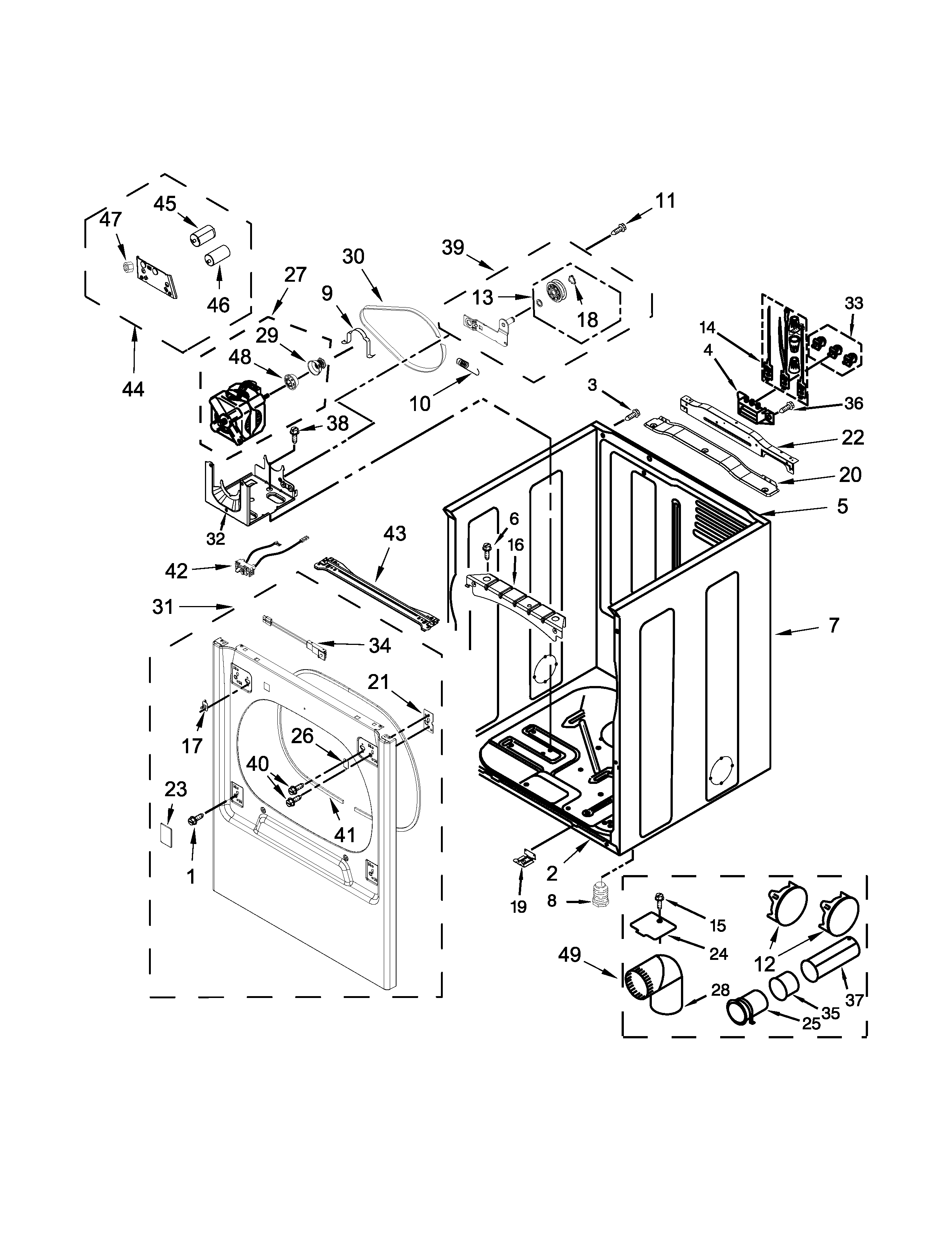 Maytag MEDB855DW1 cabinet parts diagram