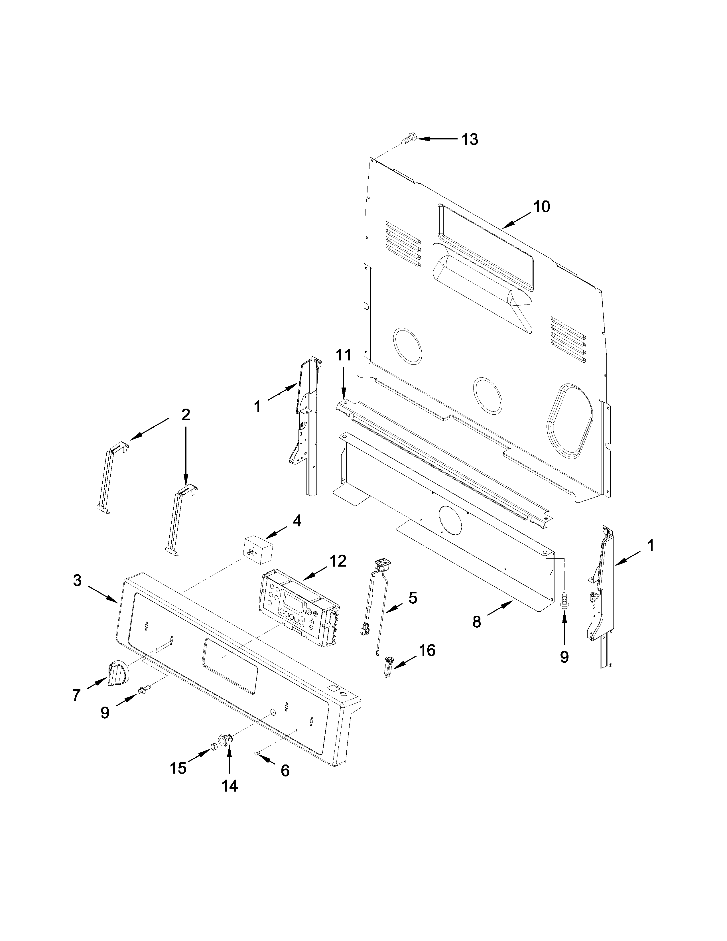 Whirlpool YWFE540H0ES0 control panel parts diagram
