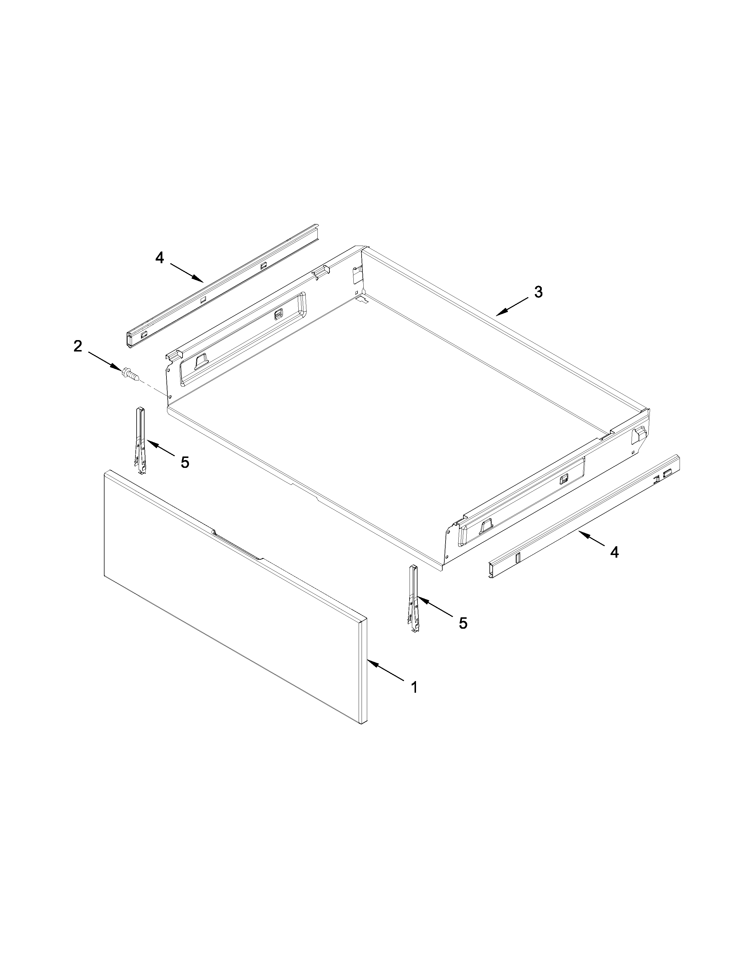 Whirlpool YWFE540H0ES0 drawer parts diagram