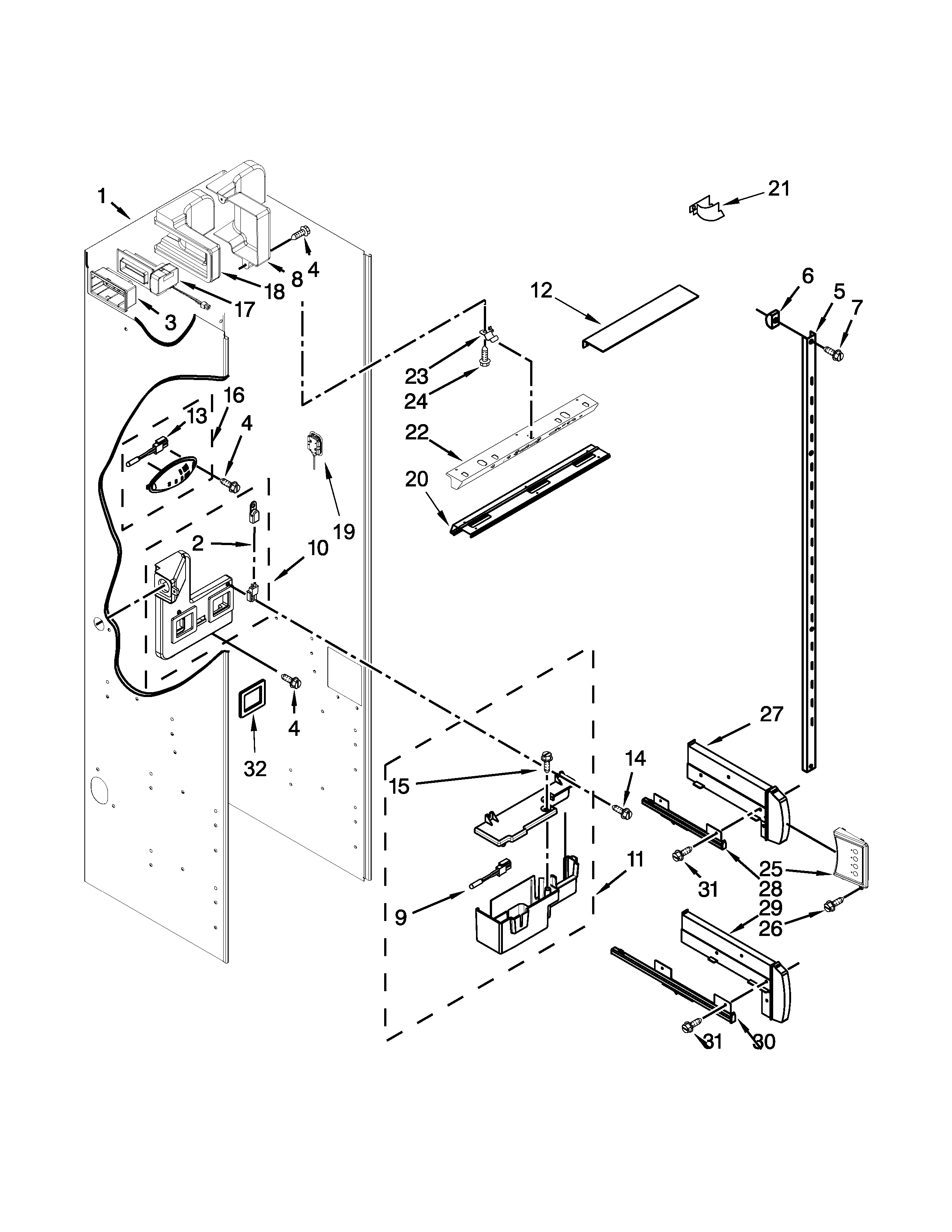 KitchenAid KBSN602EPA00 refrigerator liner parts diagram