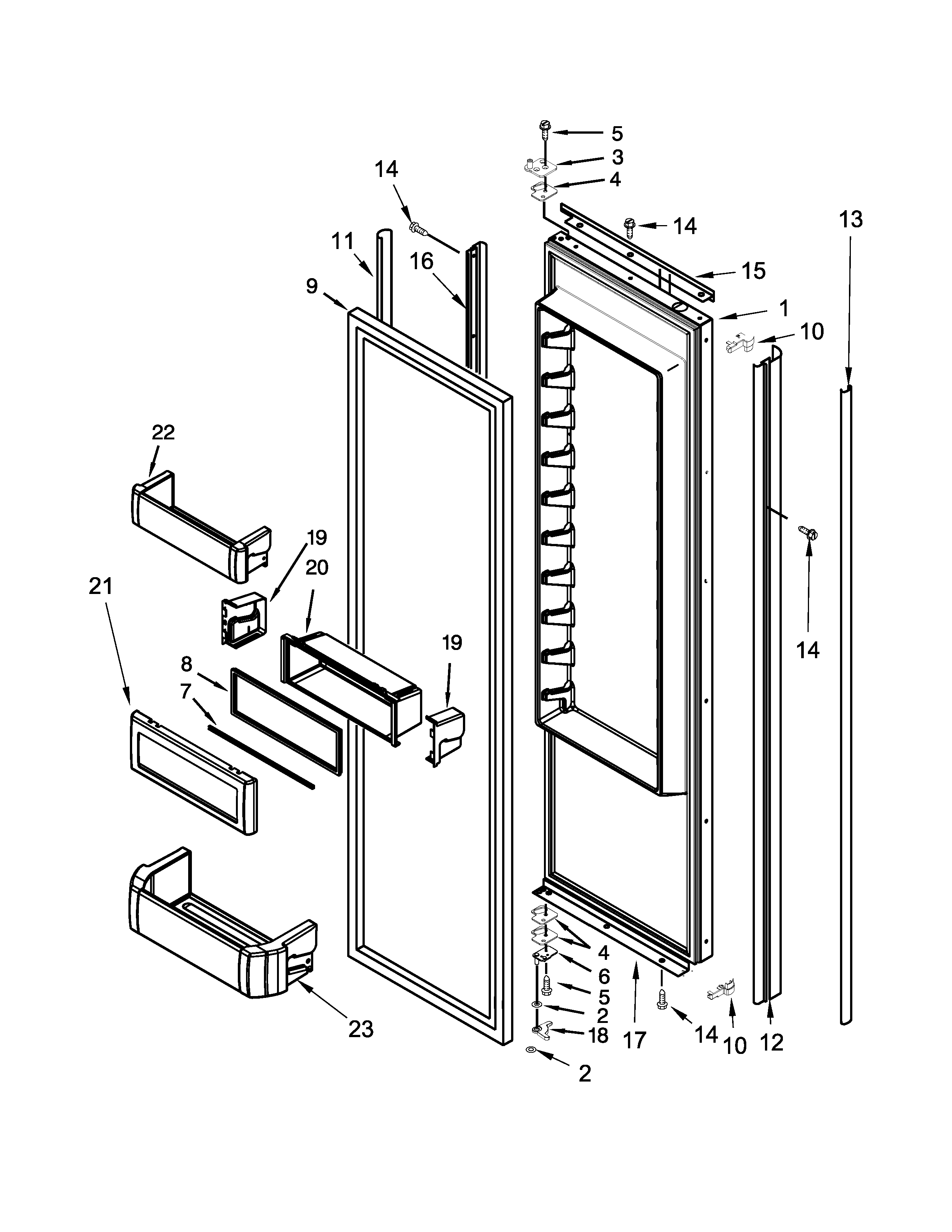 KitchenAid KBSN602EPA00 refrigerator door parts diagram