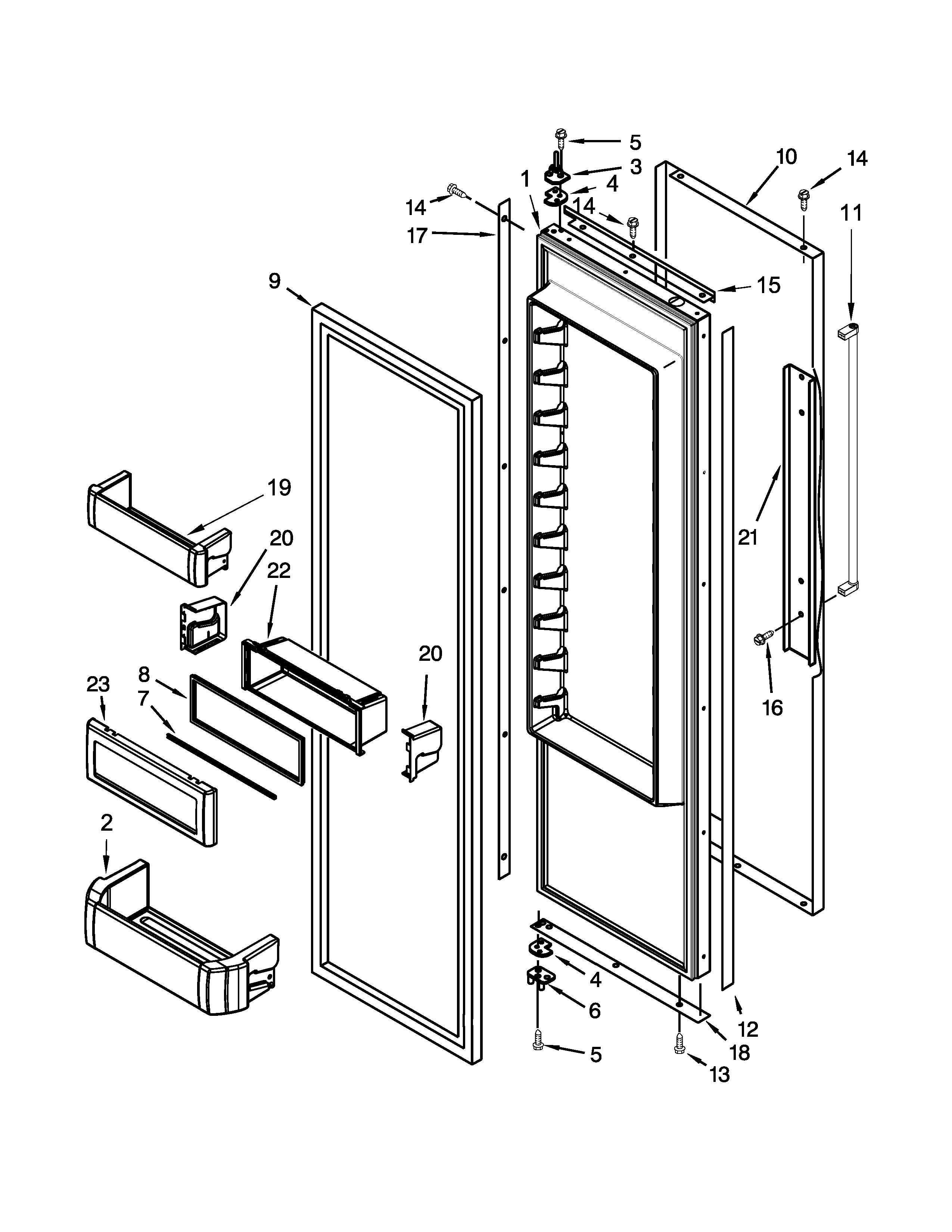 KitchenAid KBSD606ESS00 refrigerator door parts diagram