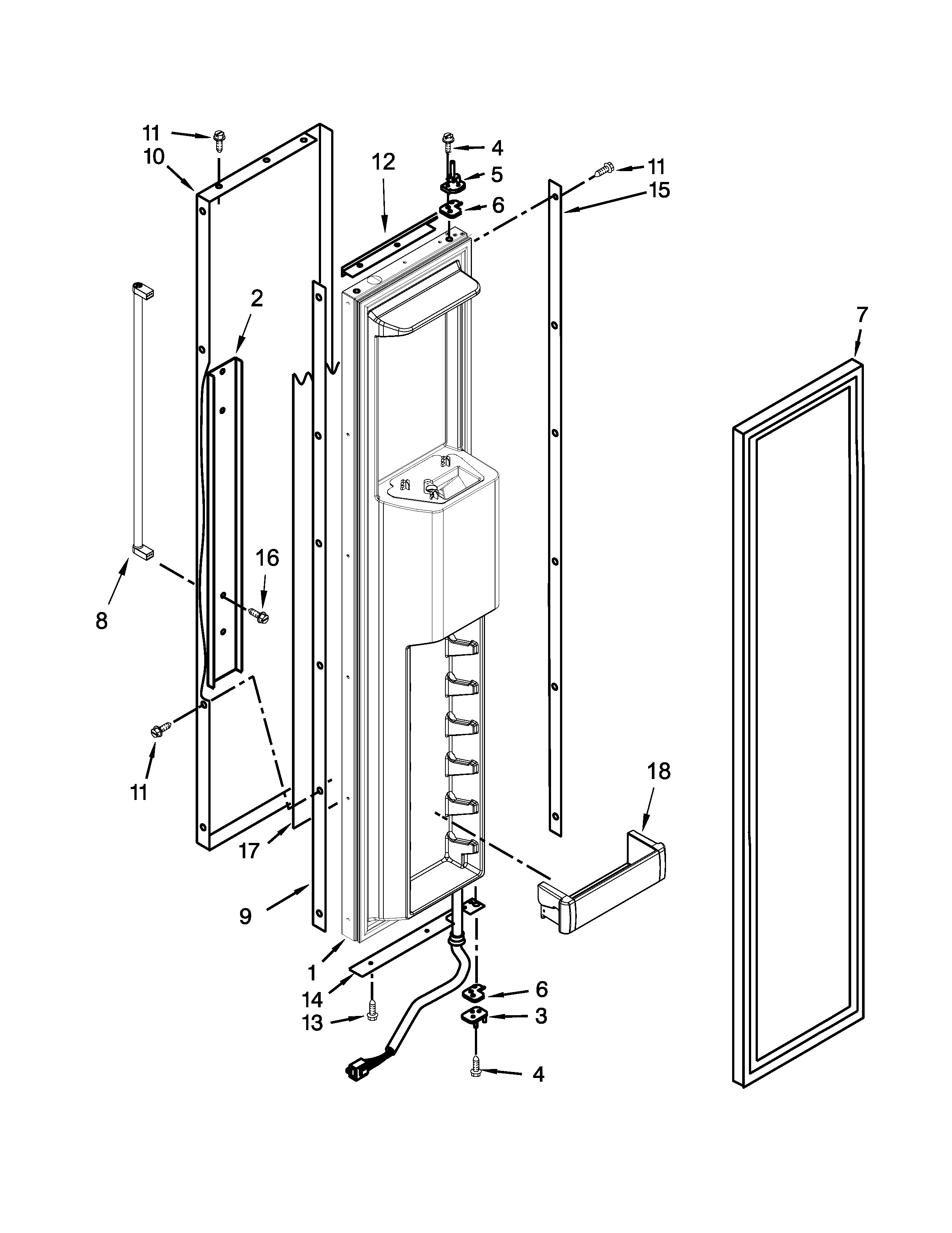 KitchenAid KBSD606ESS00 freezer door parts diagram