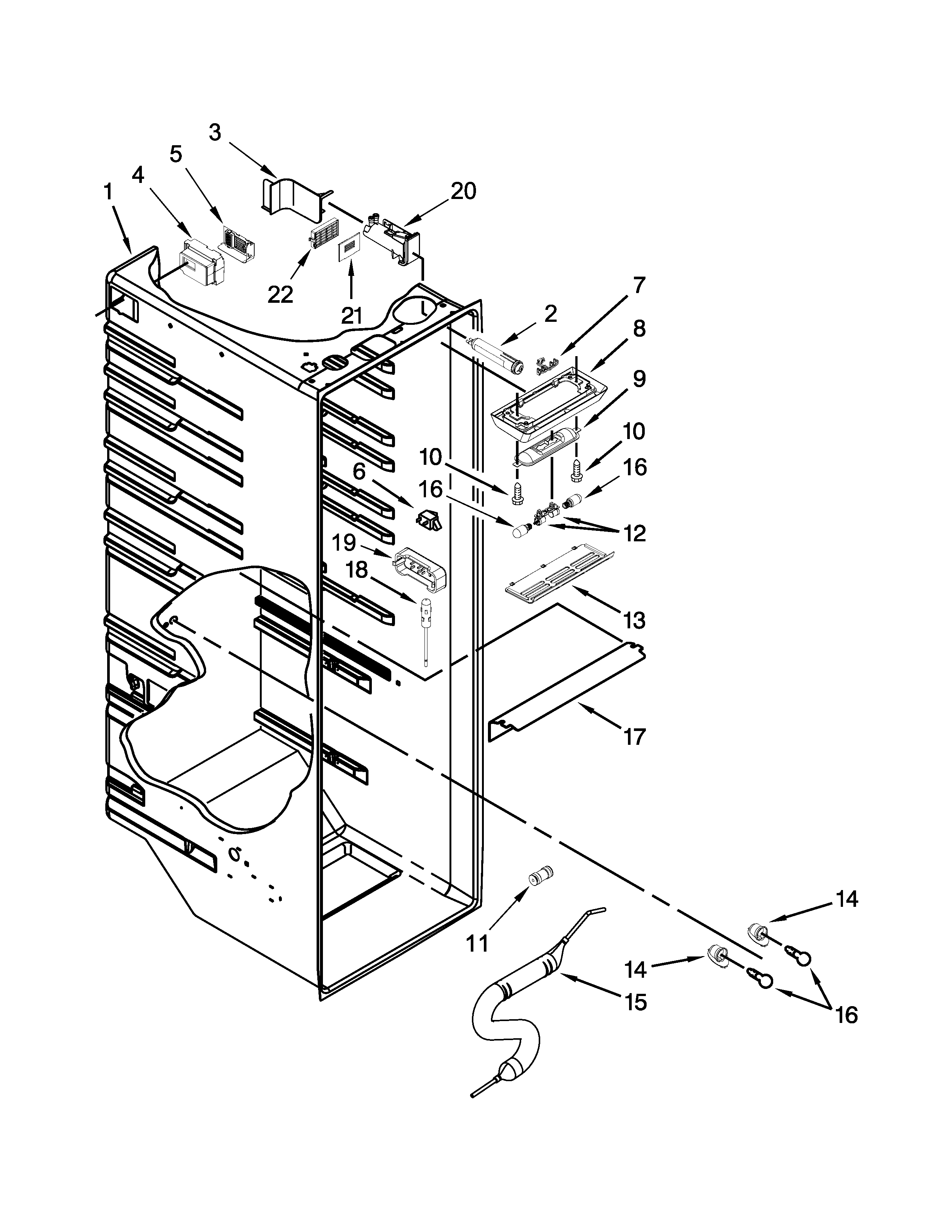 KitchenAid 7KRSF77EST00 refrigerator liner parts diagram