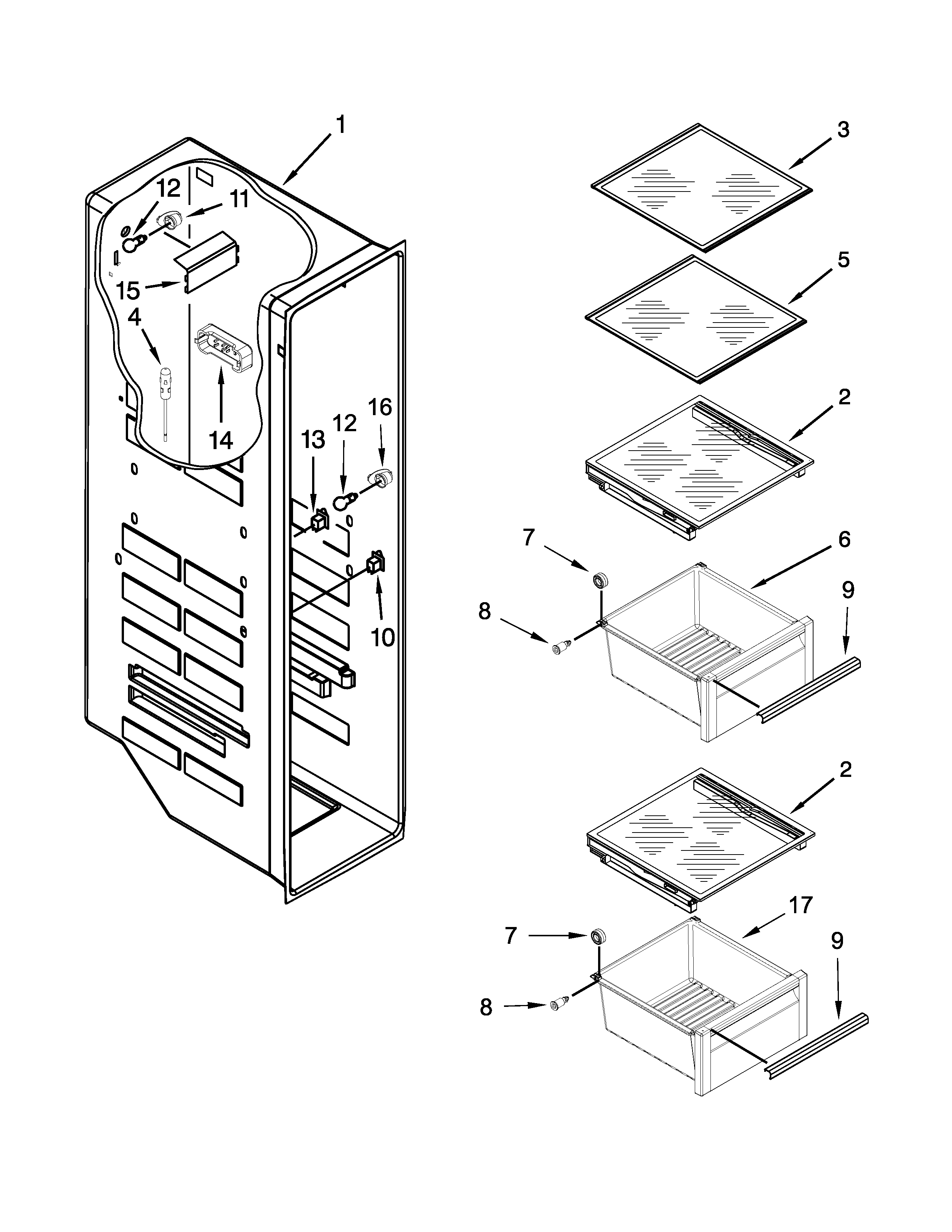 KitchenAid 7KRSF77EST00 freezer liner parts diagram