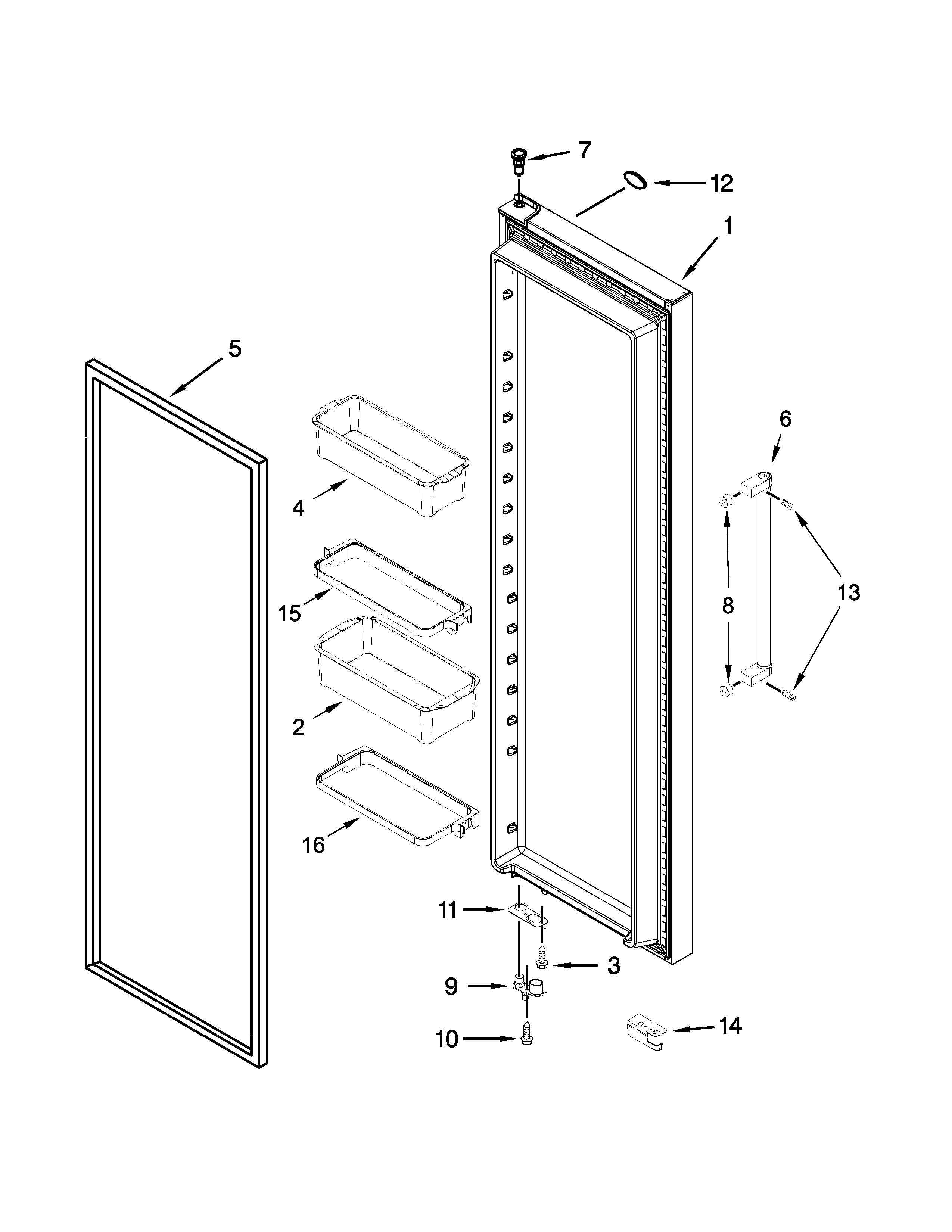 KitchenAid 7KRSF77EST00 refrigerator door parts diagram
