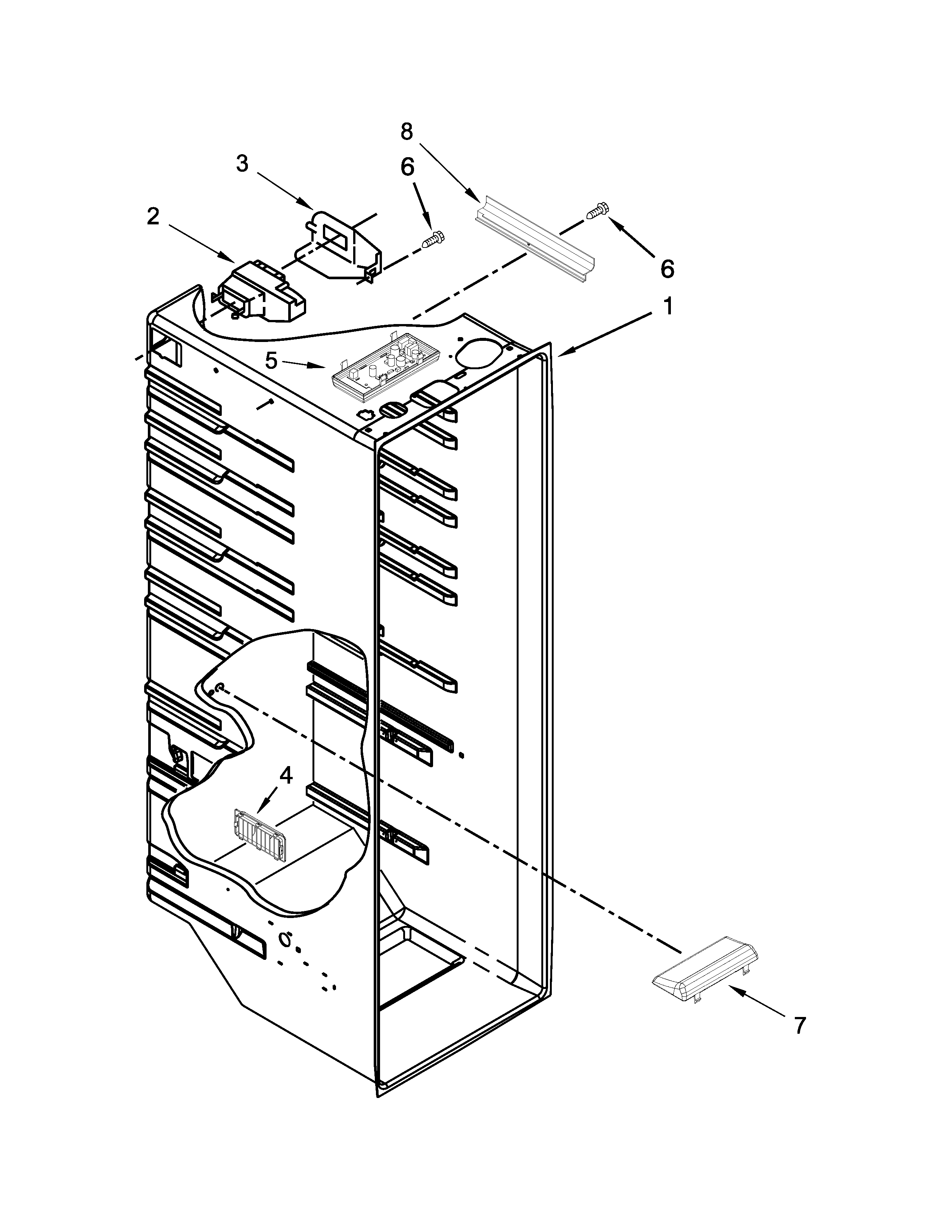Whirlpool WRS325FNAE02 refrigerator liner parts diagram