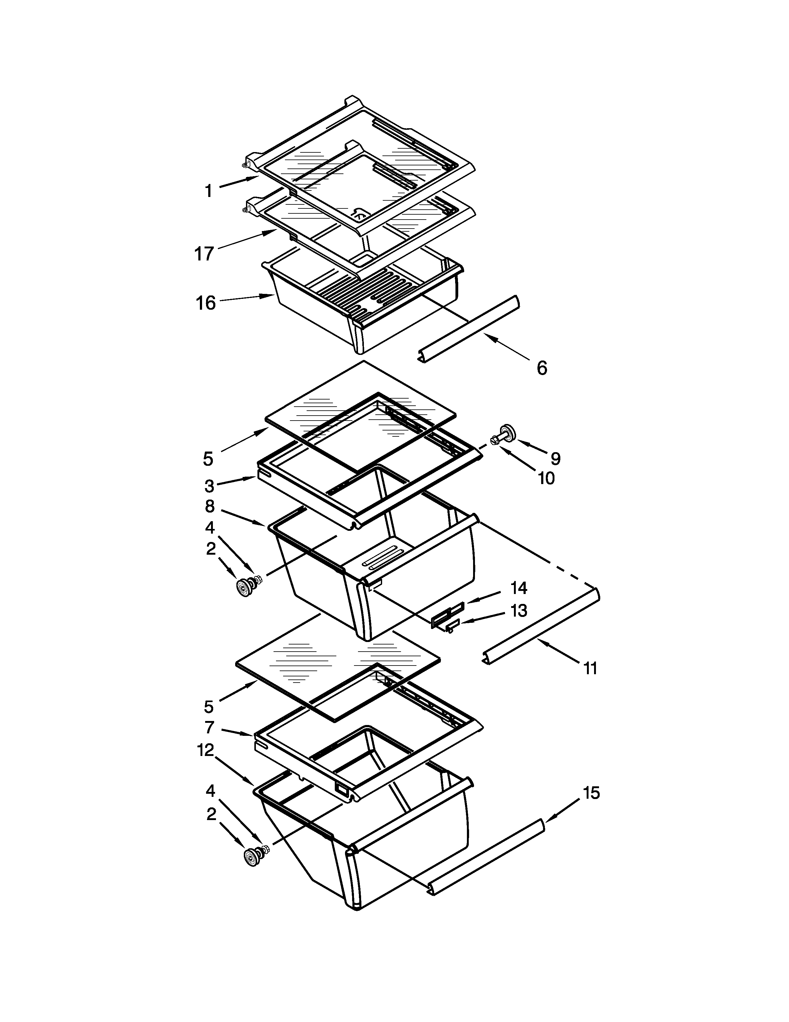 Whirlpool WRS325FNAE02 refrigerator shelf parts diagram