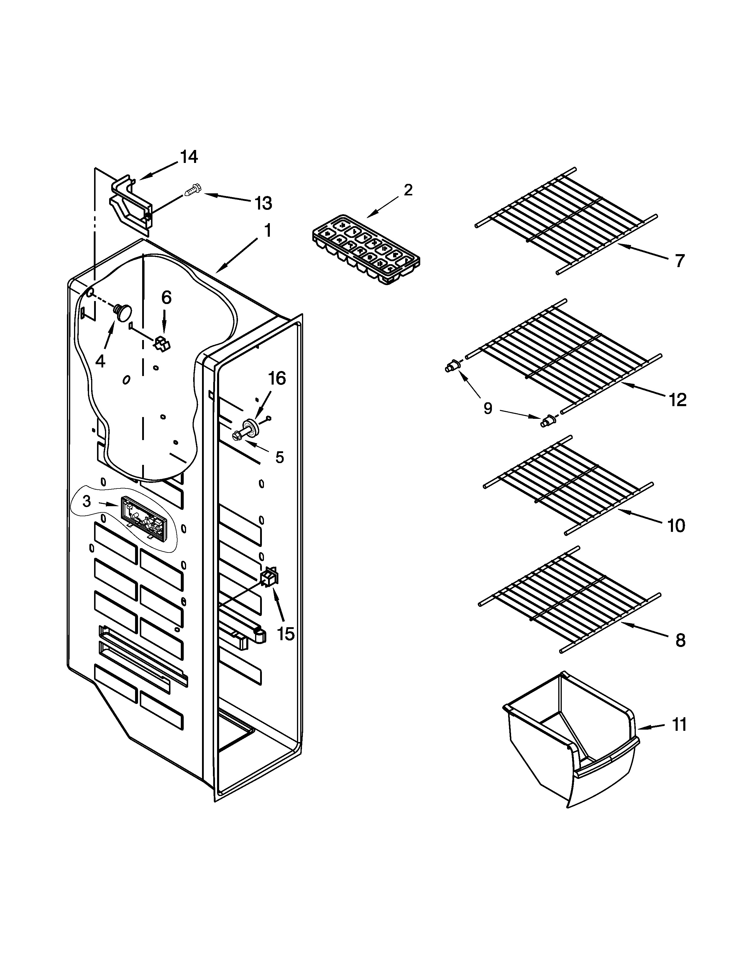 Whirlpool WRS325FNAE02 freezer liner parts diagram