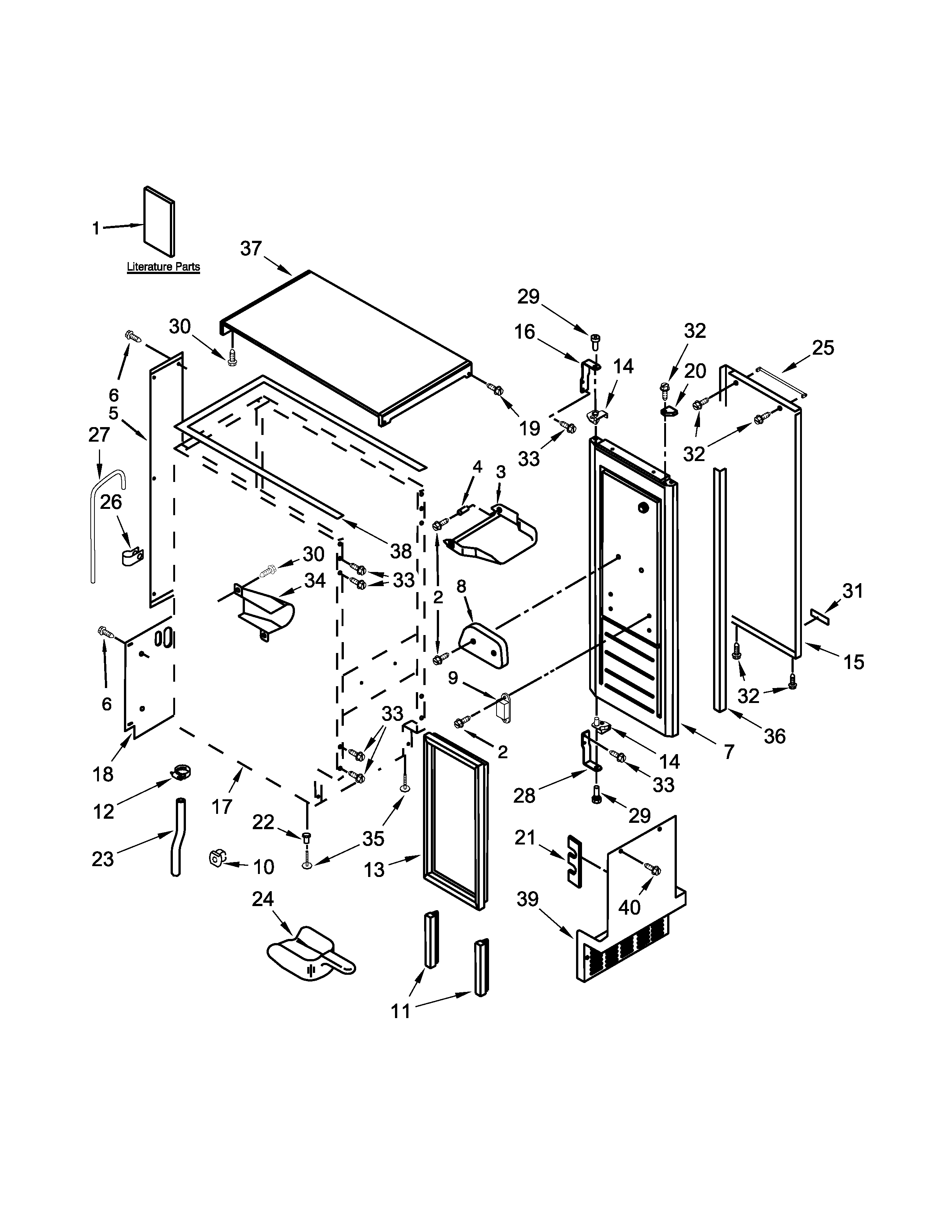 KitchenAid KUIX505ESS1 cabinet, door and liner parts diagram