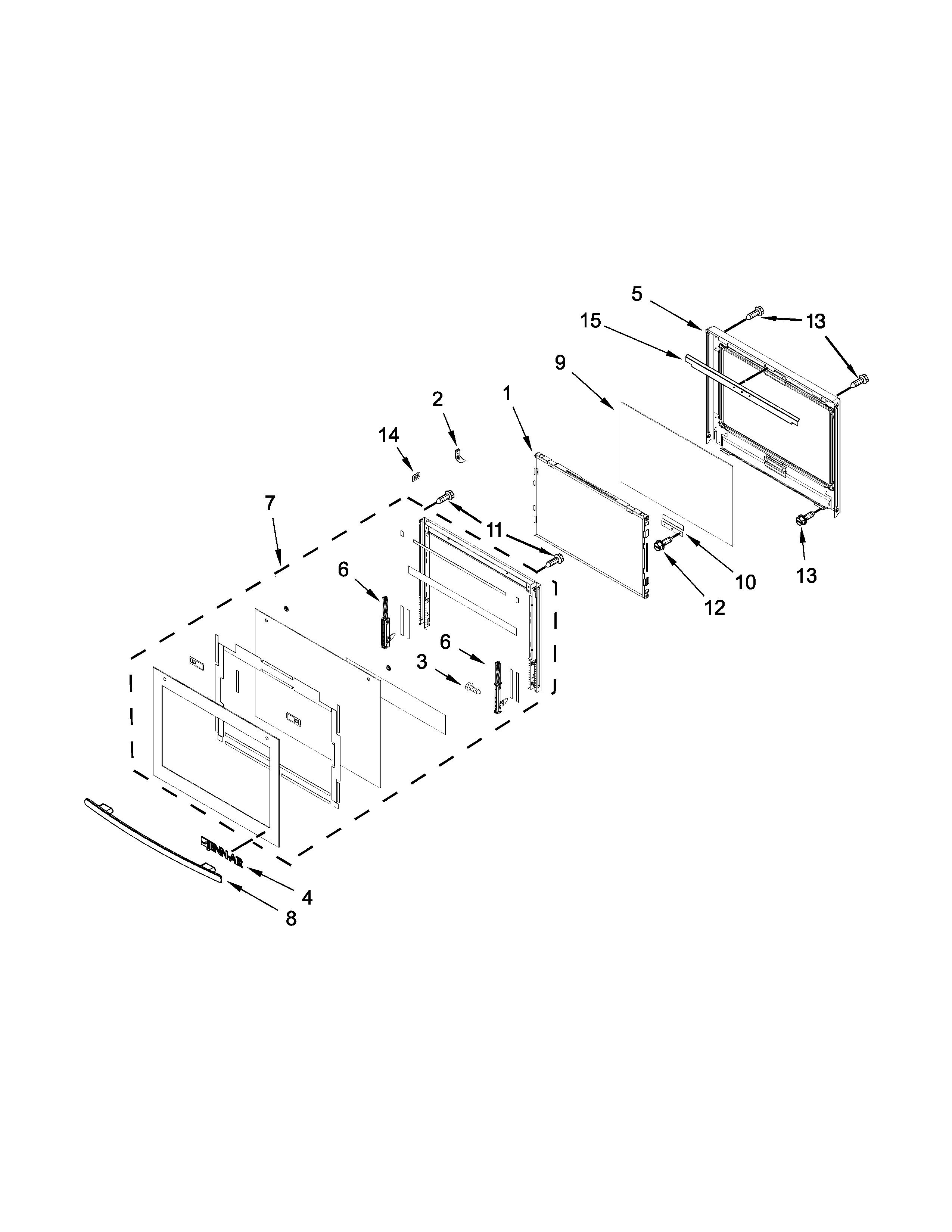 Jenn-Air JJW3430DS00 oven door parts diagram