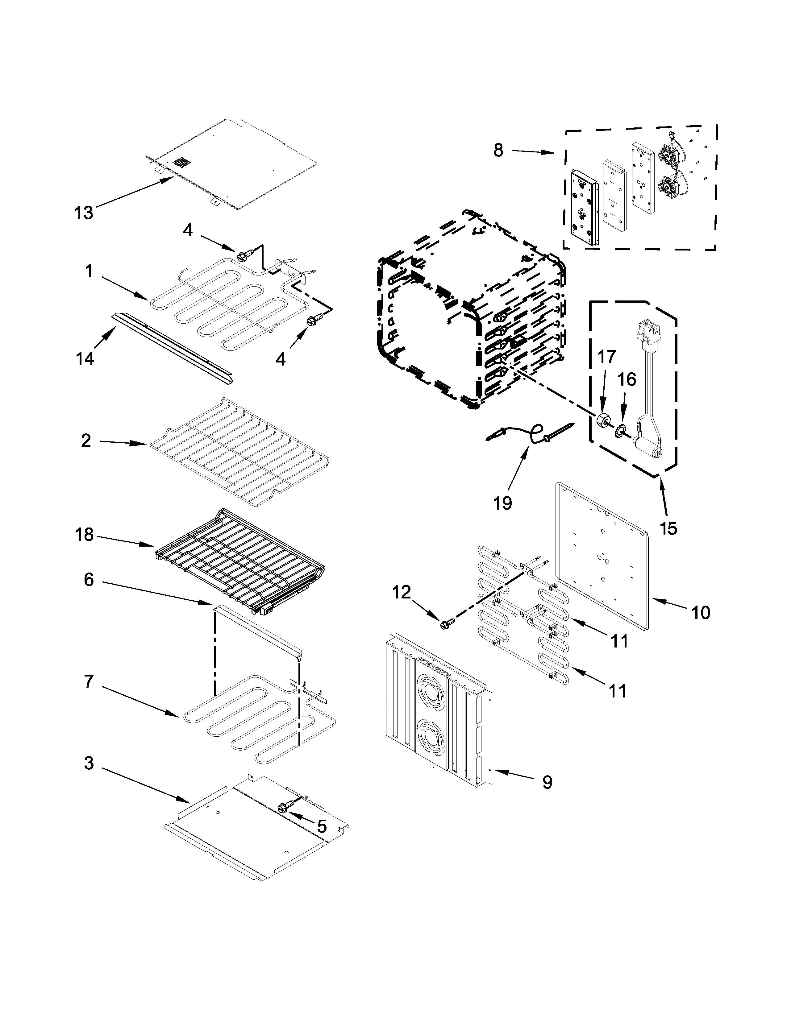 Jenn-Air JJW3430DP00 internal oven parts diagram