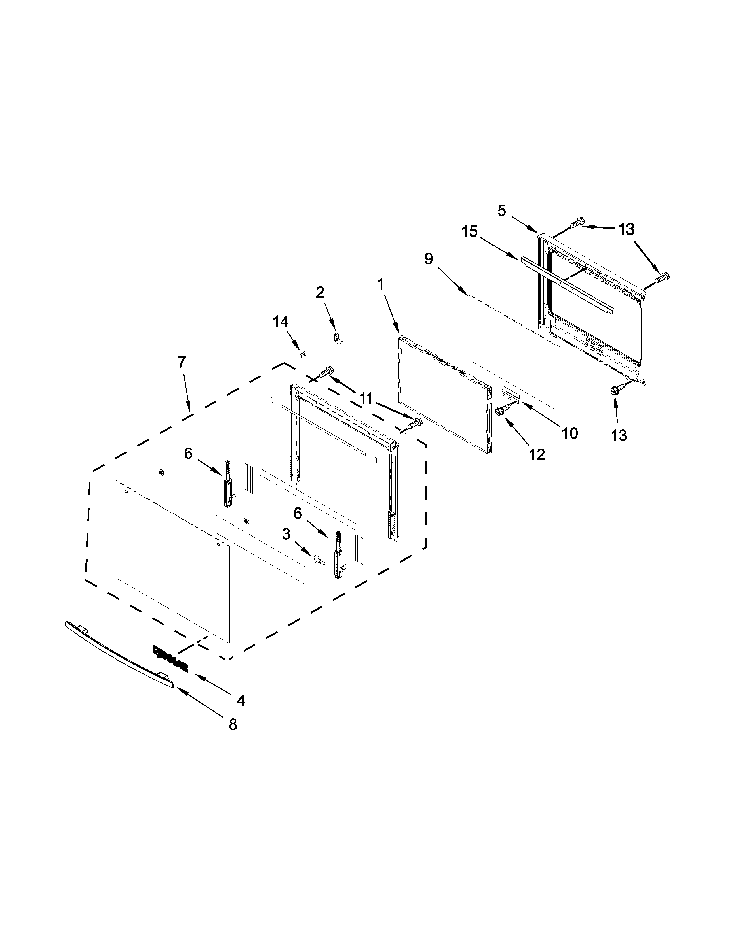 Jenn-Air JJW3830DB00 lower oven door parts diagram