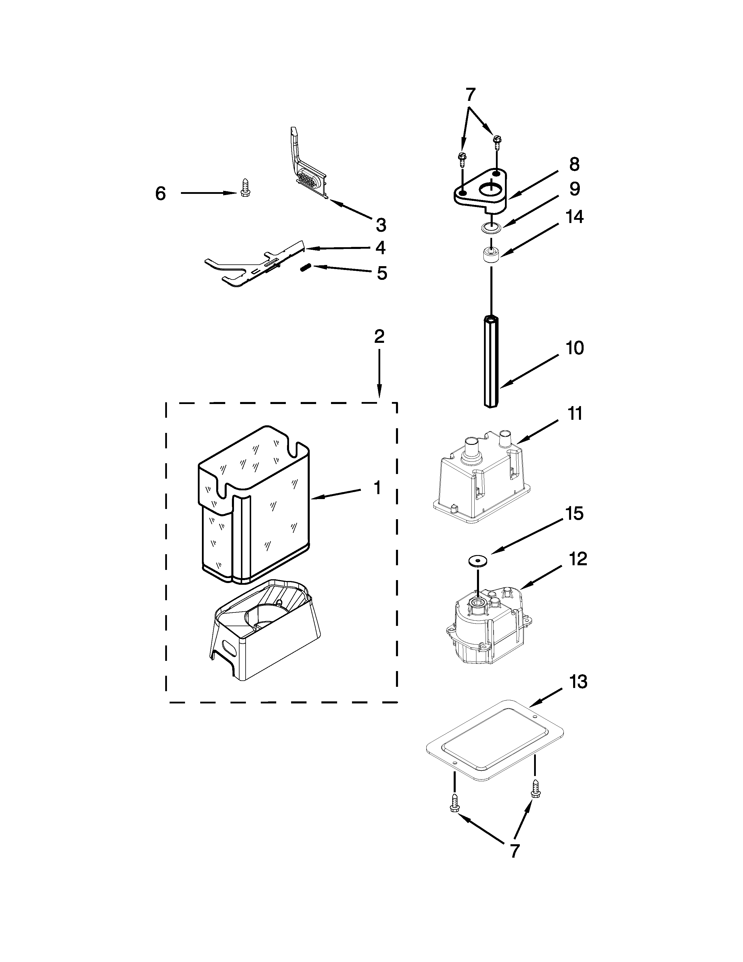 KitchenAid KBSD608ESS00 motor and ice container parts diagram