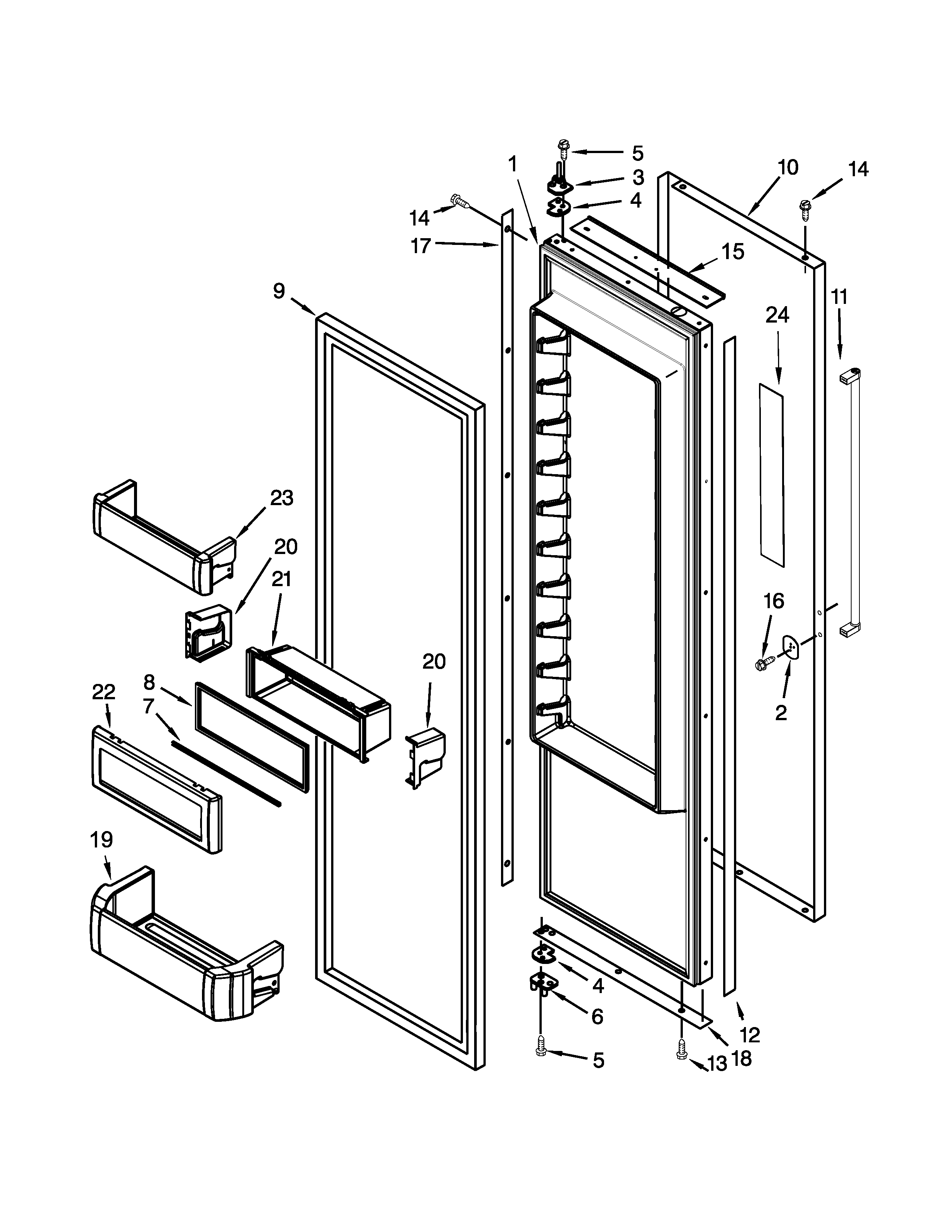 KitchenAid KBSD608ESS00 refrigerator door parts diagram