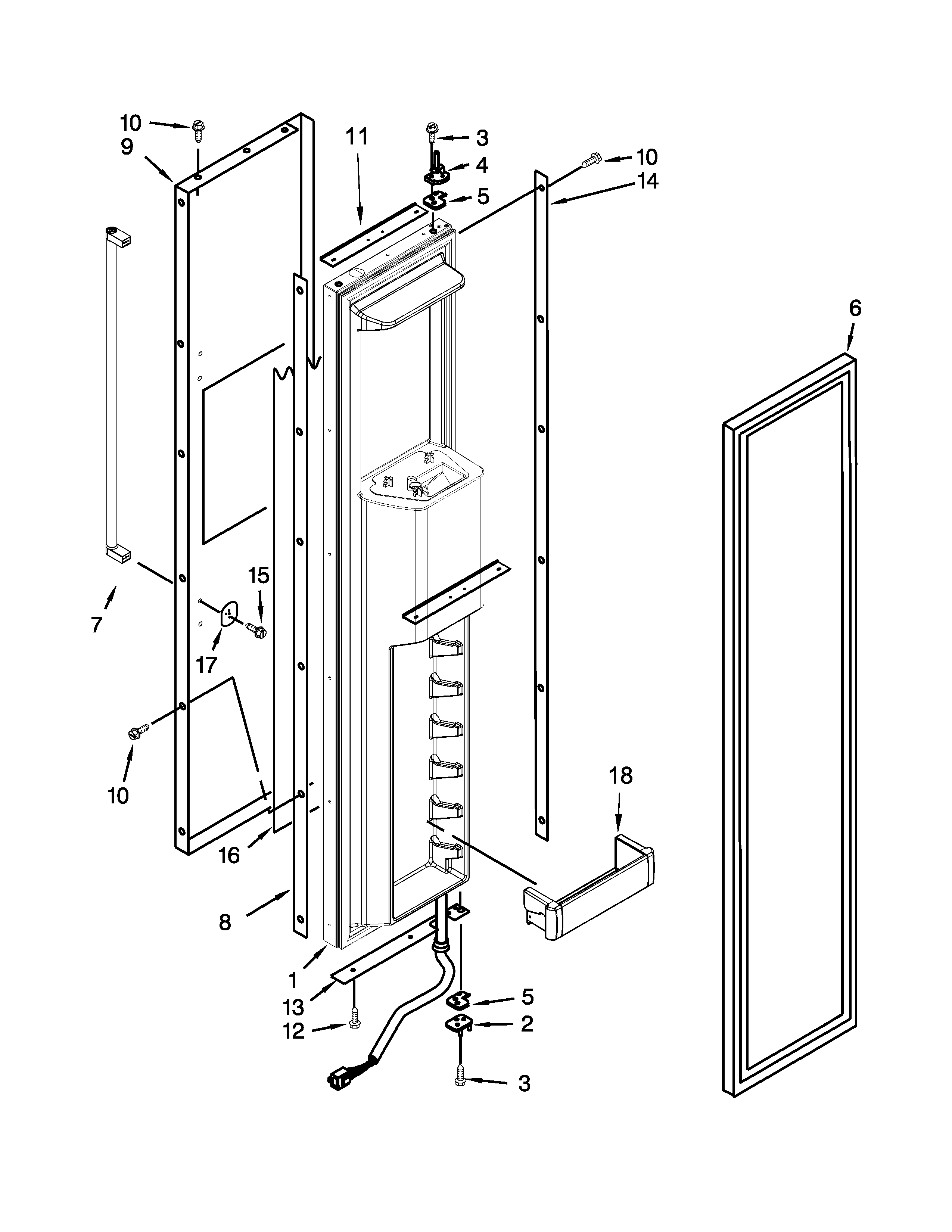 KitchenAid KBSD608ESS00 freezer door parts diagram