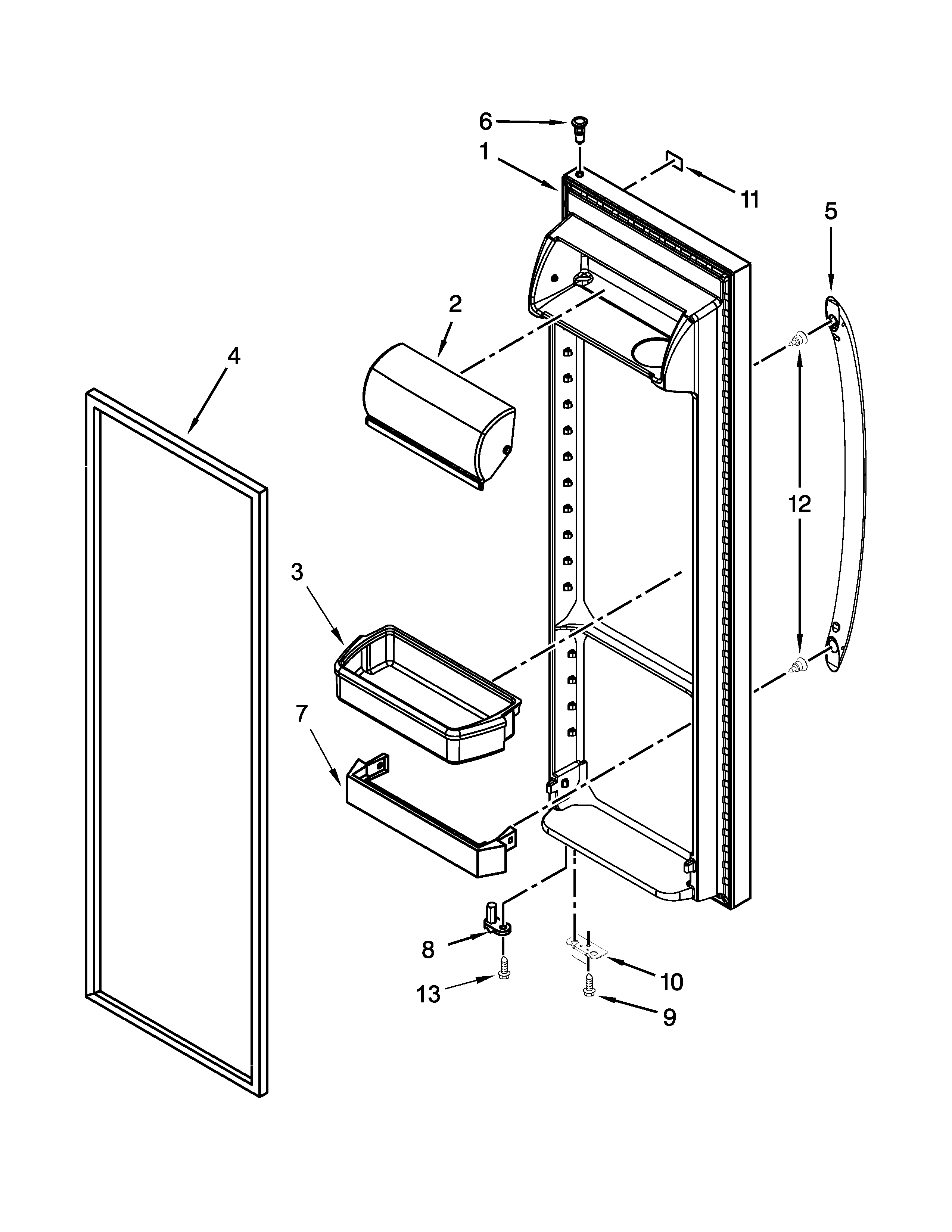 Whirlpool WRS322FDAB04 refrigerator door parts diagram