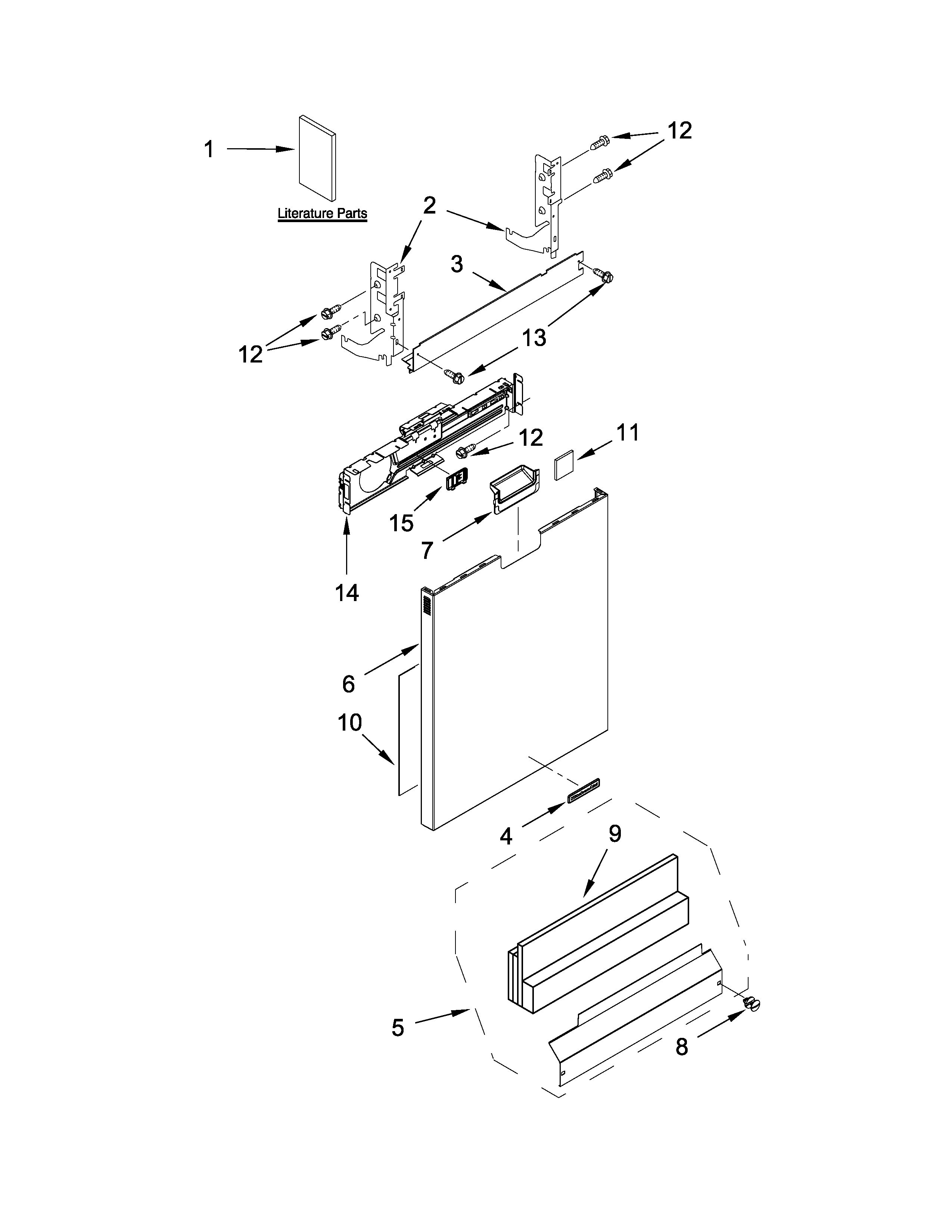 KitchenAid KDFE454CSS3 door and panel parts diagram