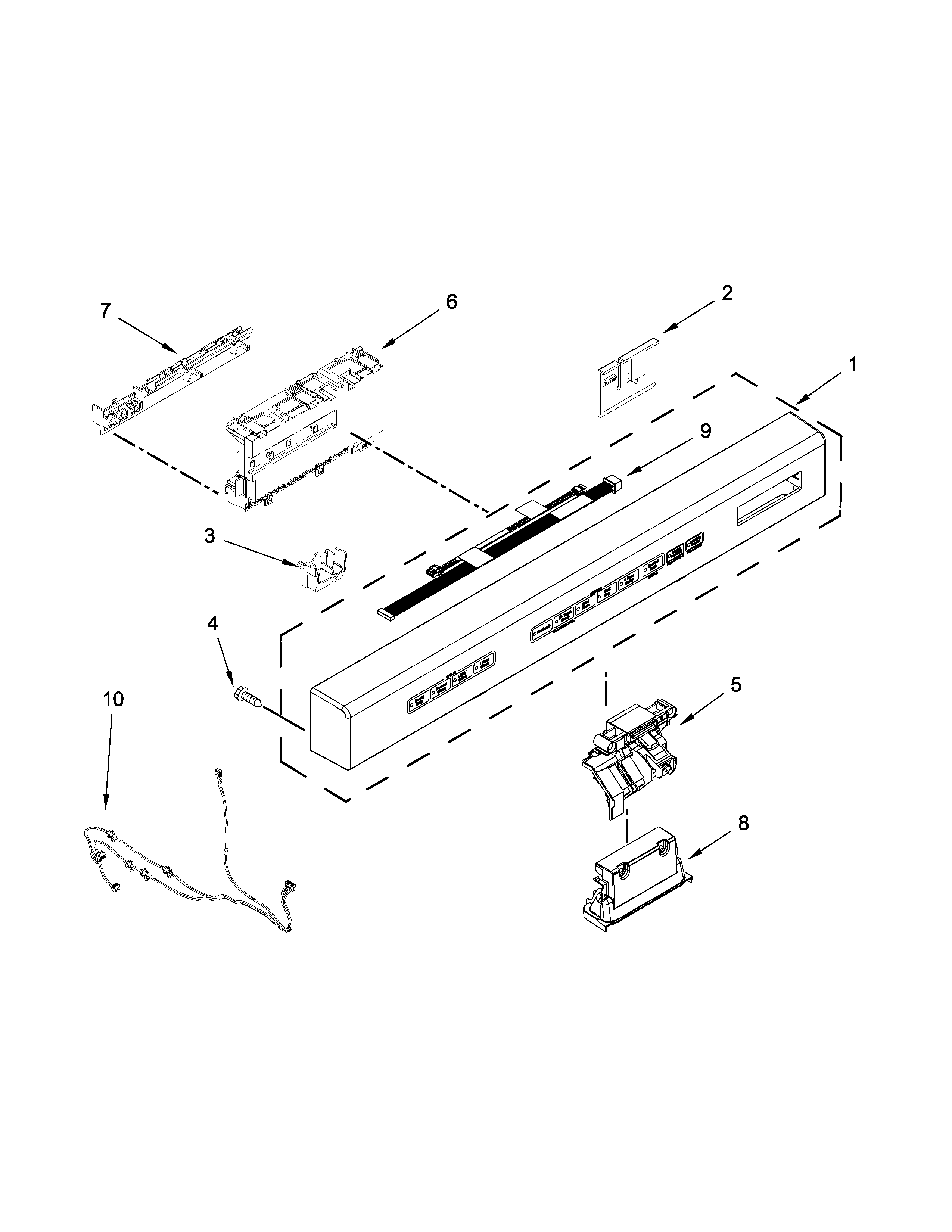 KitchenAid KDFE454CSS3 control panel and latch parts diagram