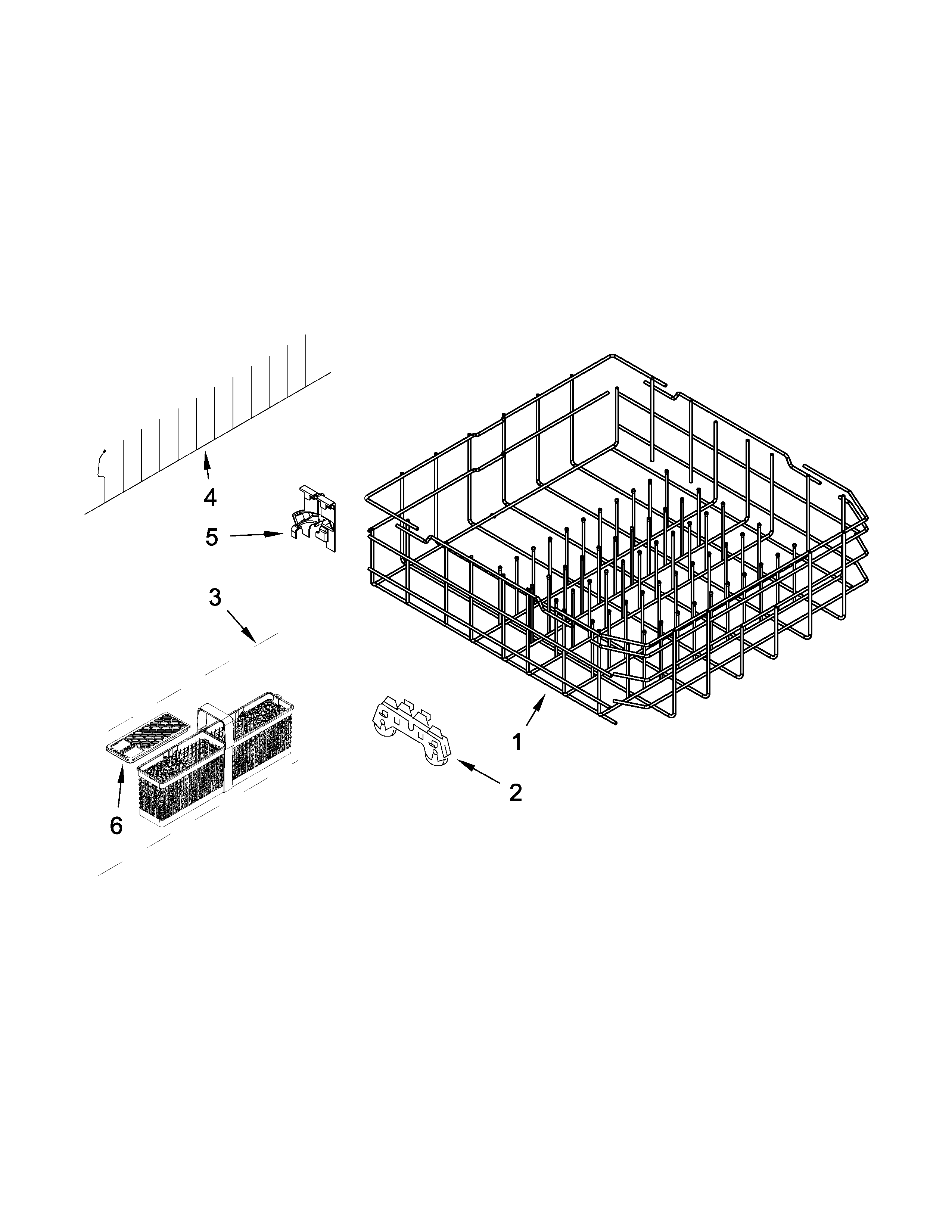 KitchenAid KDFE454CSS3 lower rack parts diagram