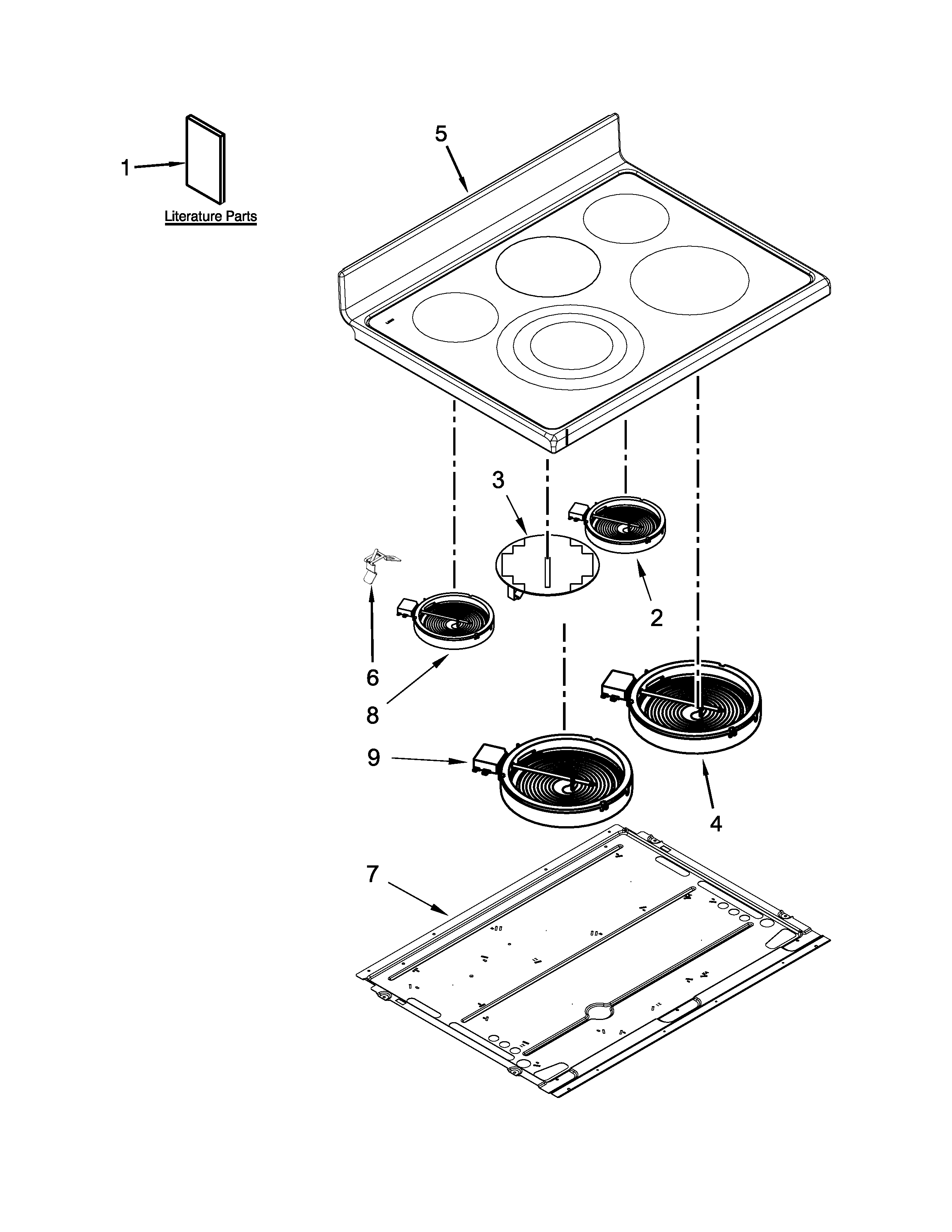KitchenAid KFED500EBL01 cooktop parts diagram