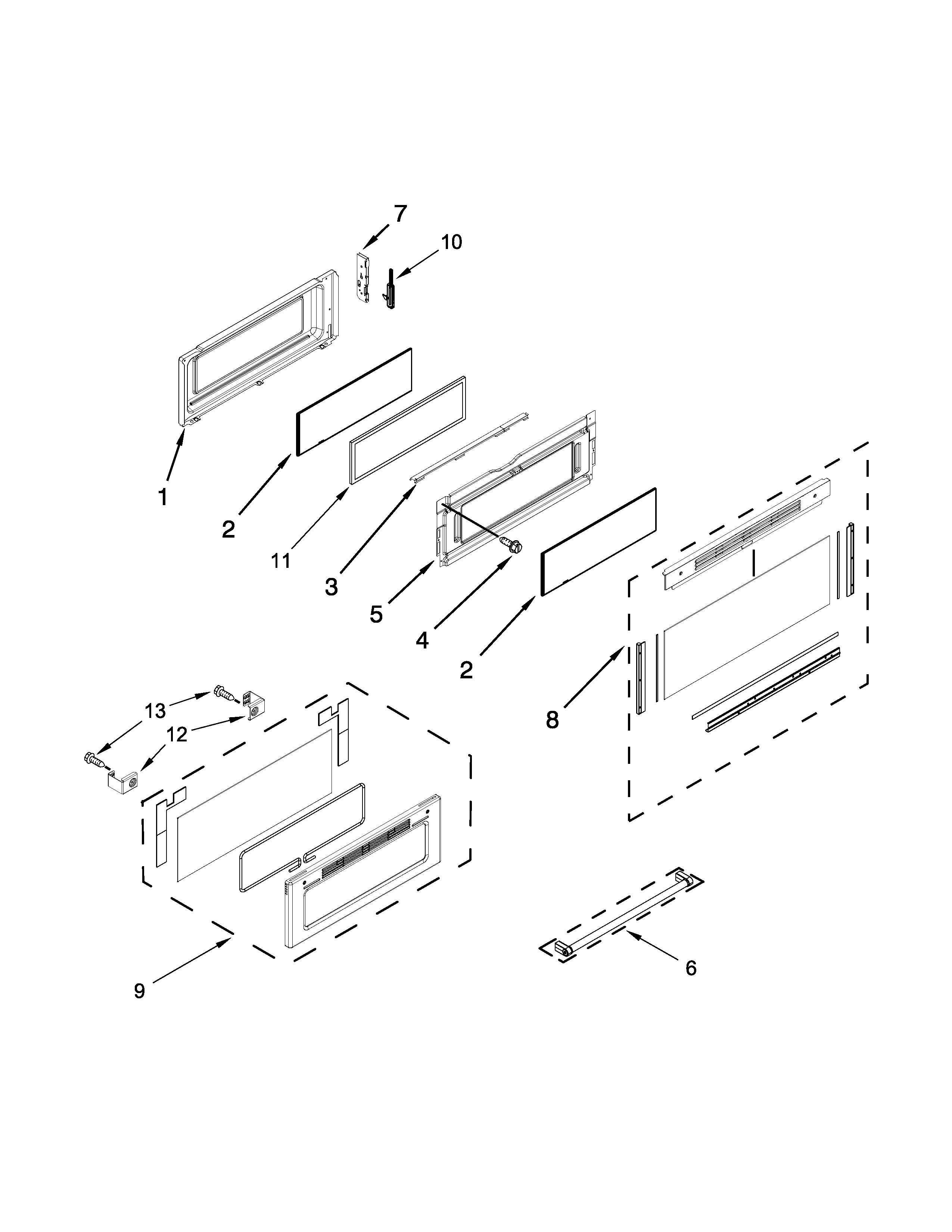 KitchenAid KFED500EBL01 upper door parts diagram