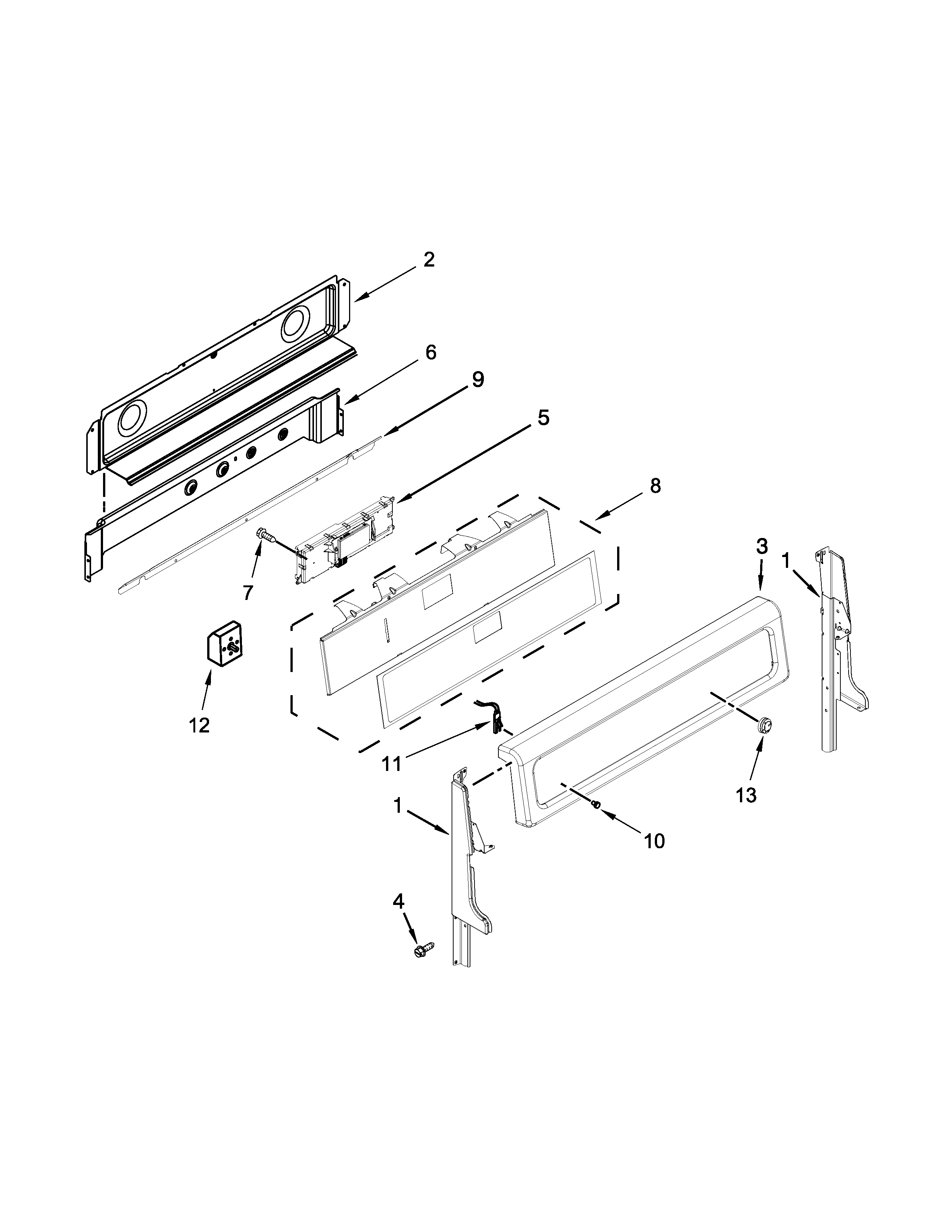 Whirlpool WGE555S0BW02 control panel parts diagram