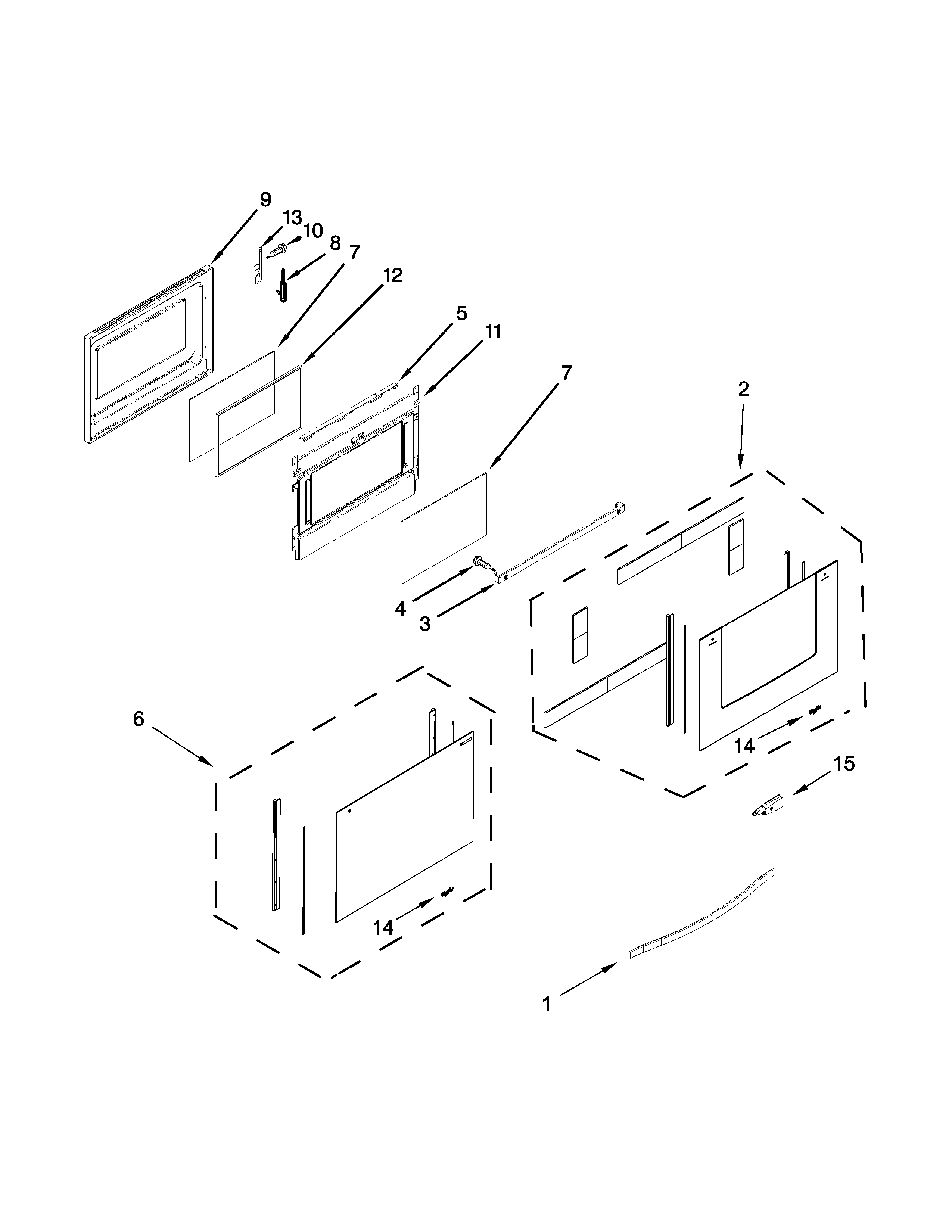 Whirlpool WGE555S0BW02 lower door parts diagram