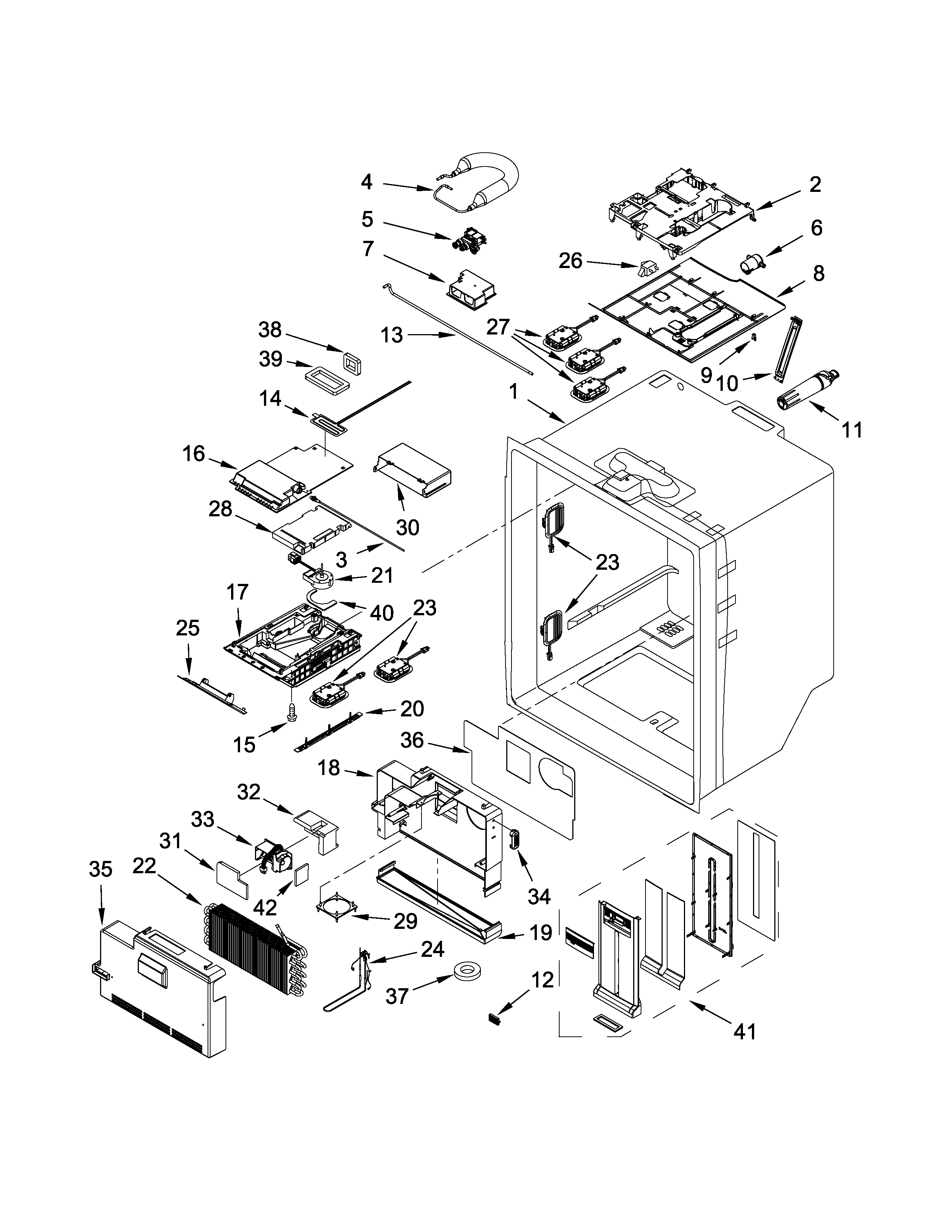 Jenn-Air JFX2897DRM01 refrigerator liner parts diagram