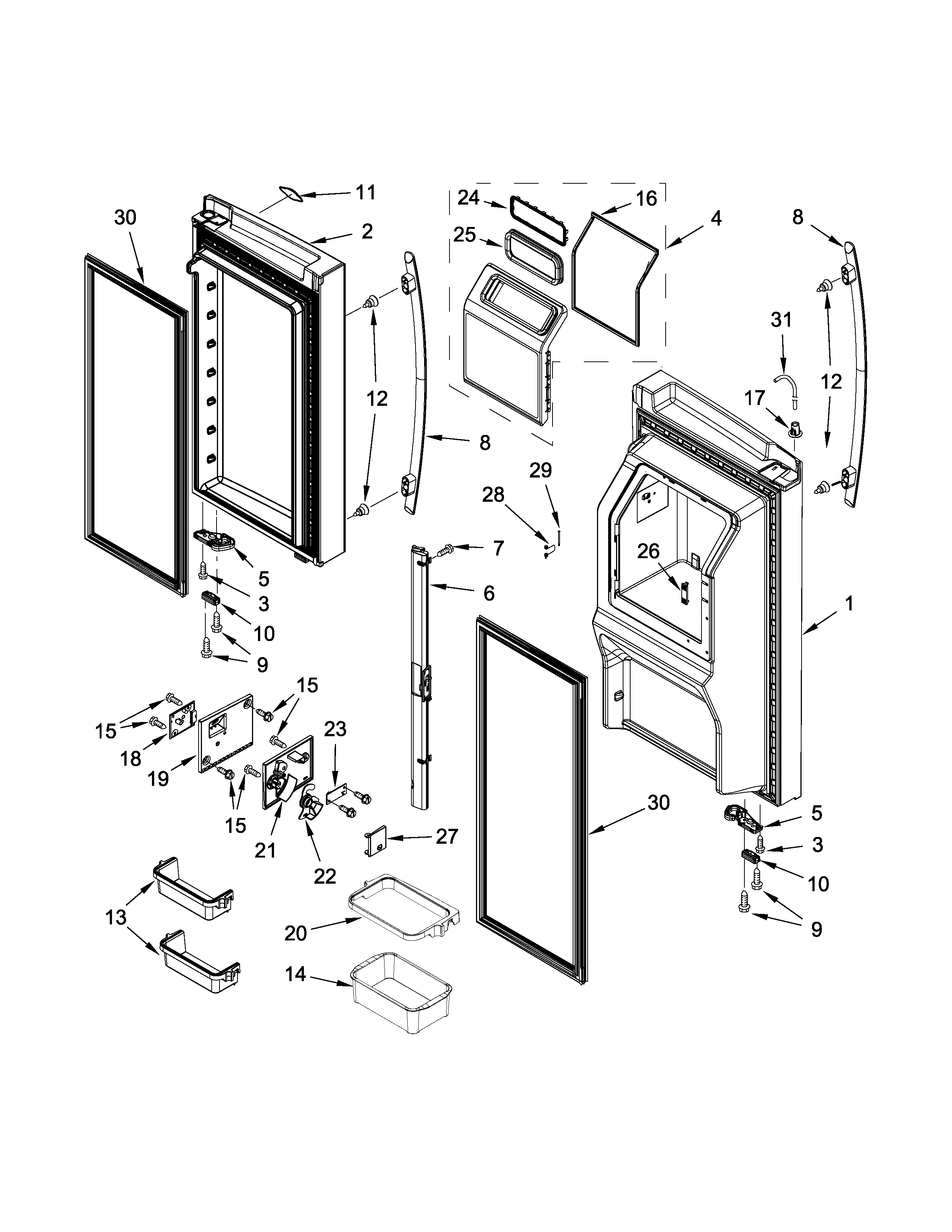 Jenn-Air JFX2897DRM01 refrigerator door parts diagram