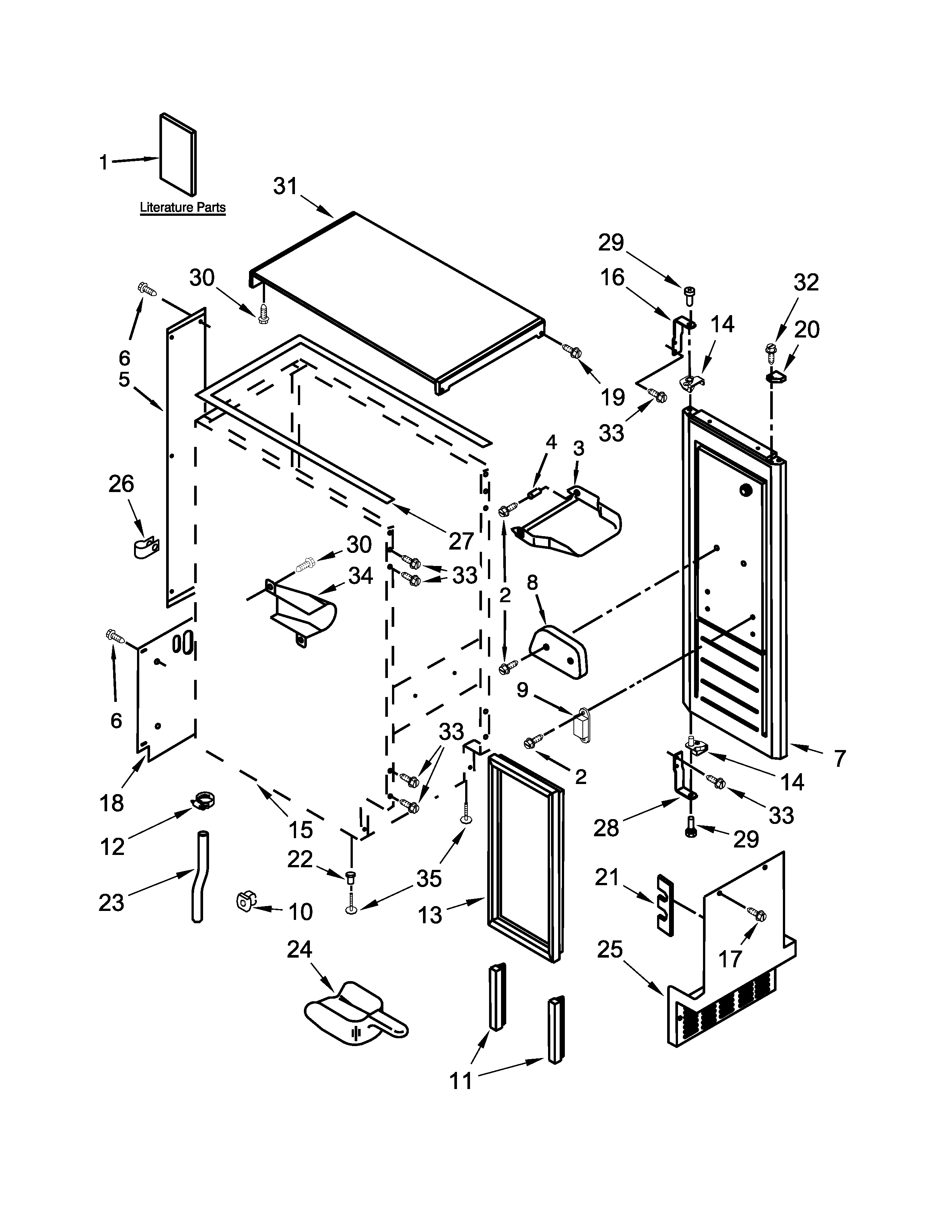 Jenn-Air JIM158XYCX1 cabinet, door and liner parts diagram
