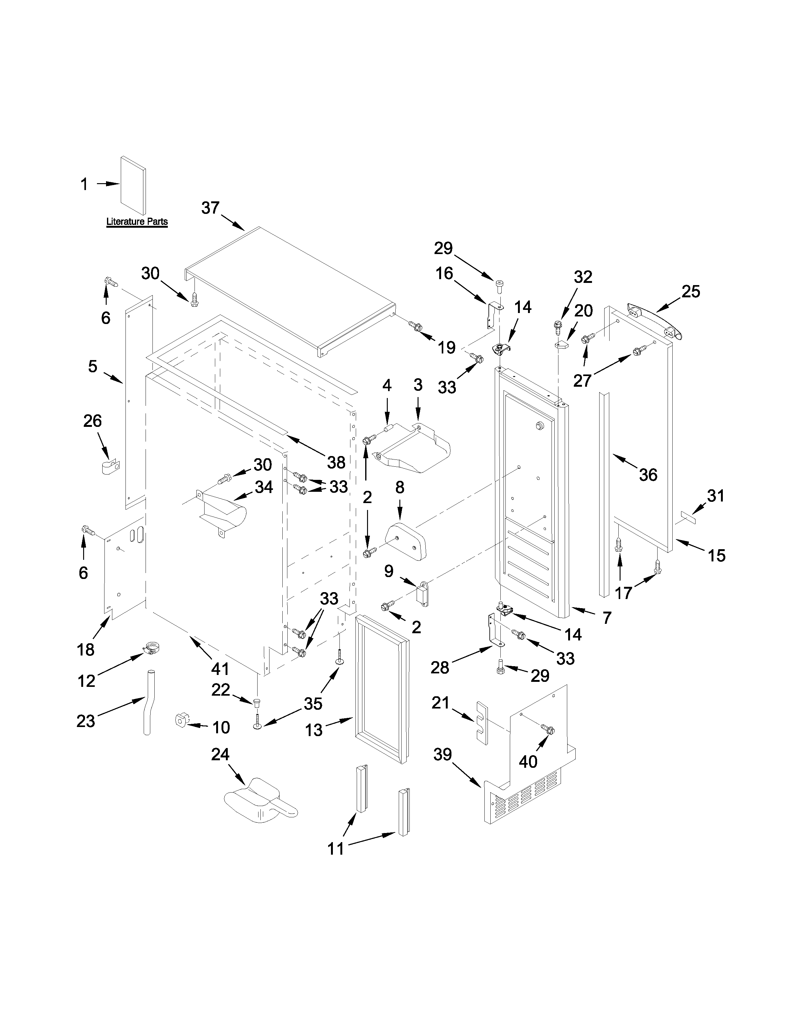 Jenn-Air JIM158XYRS1 cabinet, door and liner parts diagram