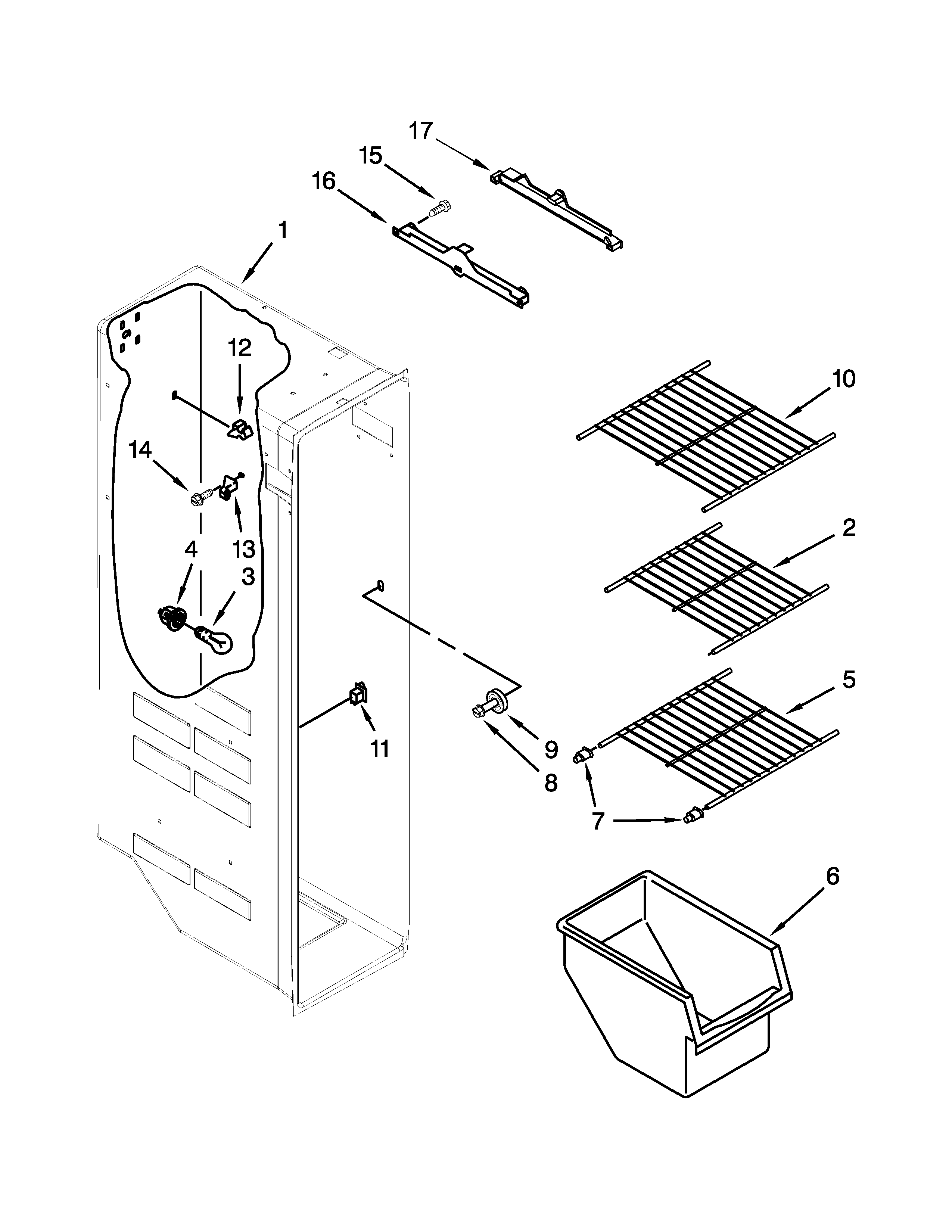 Amana ASD2275BRB02 freezer liner parts diagram