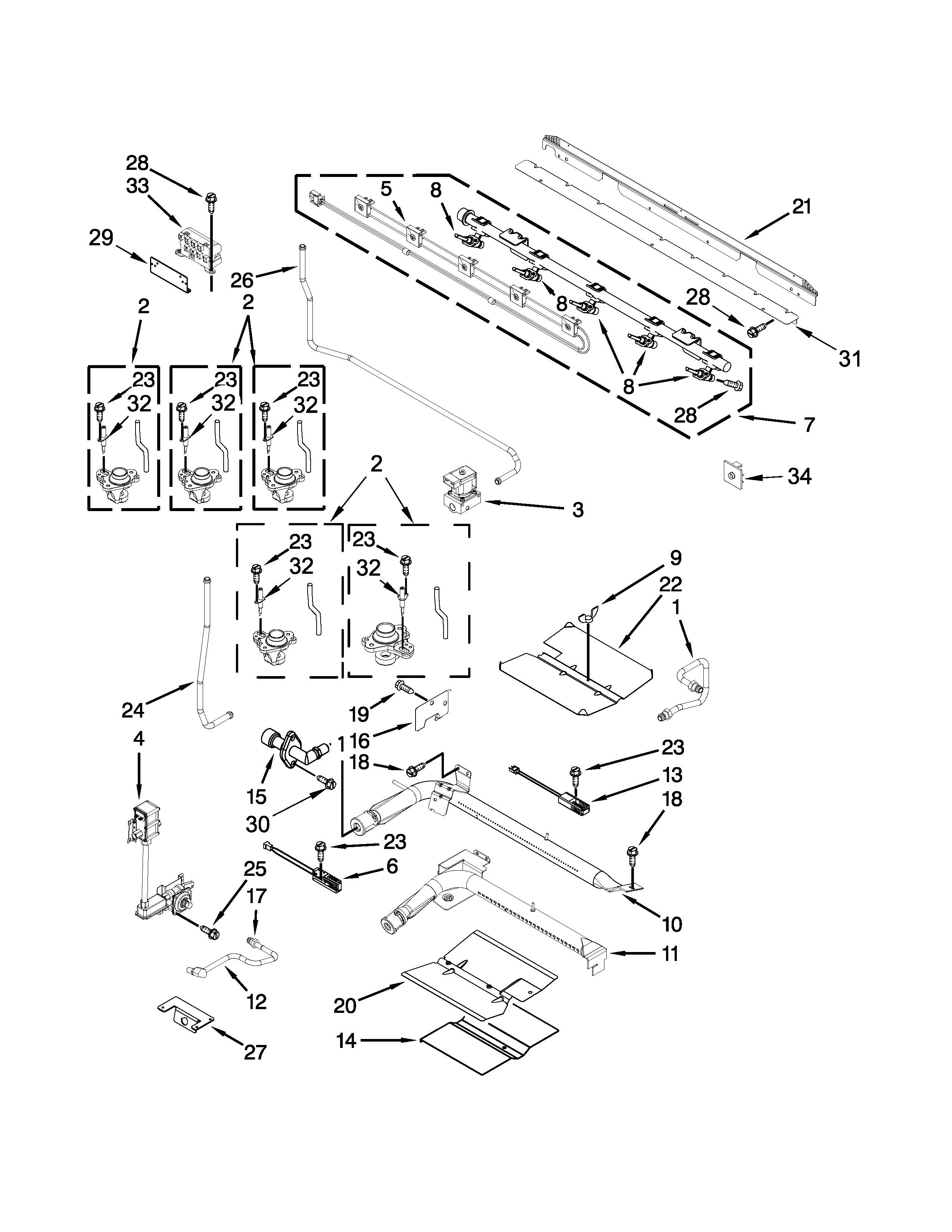 Maytag MGT8720DE03 manifold parts diagram