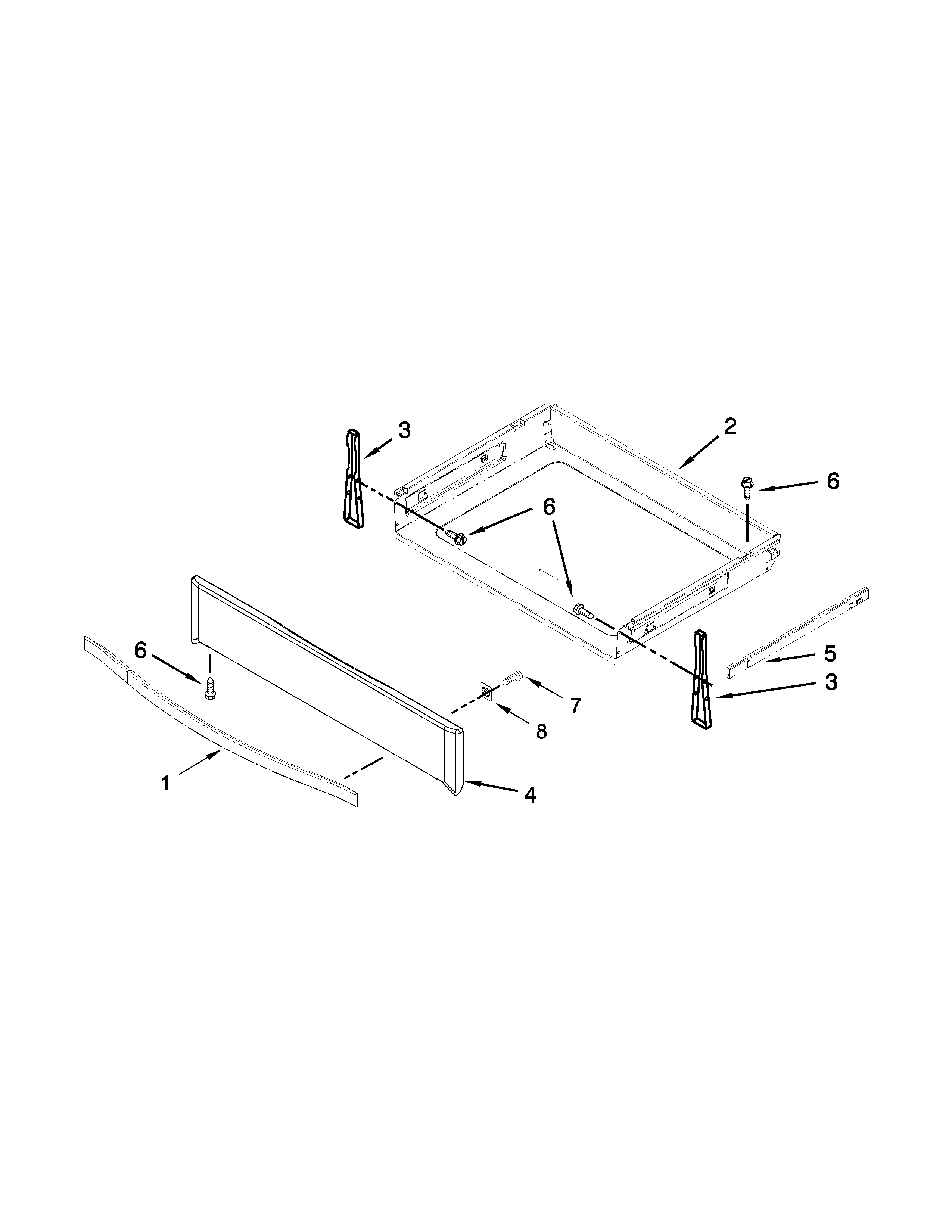 Whirlpool WEE730H0DB0 drawer parts diagram