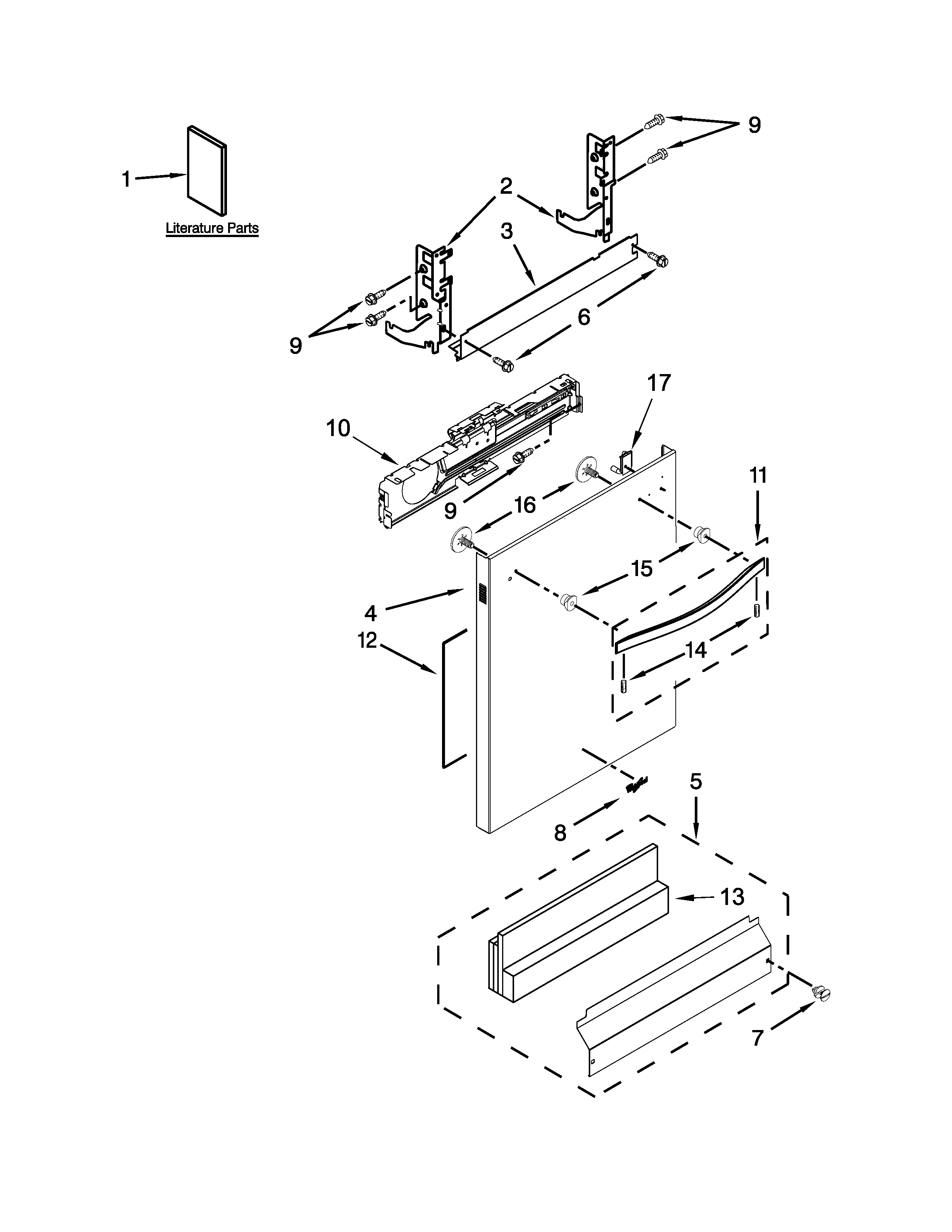 Whirlpool WDT920SADM2 door and panel parts diagram