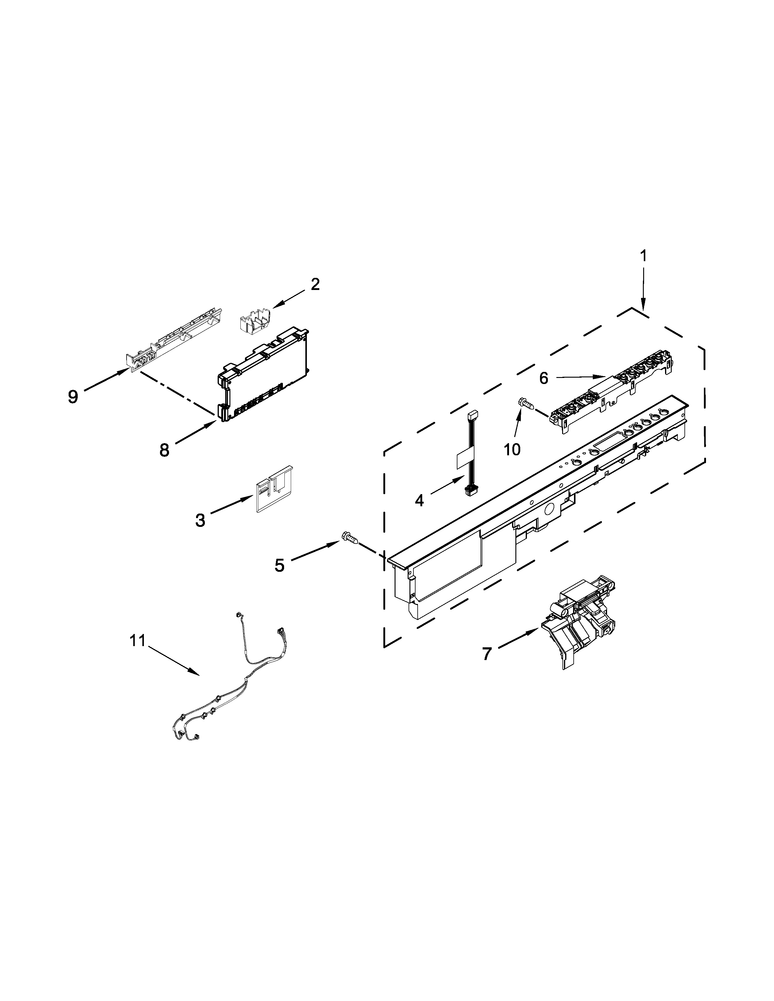 Whirlpool WDT920SADM2 control panel and latch parts diagram