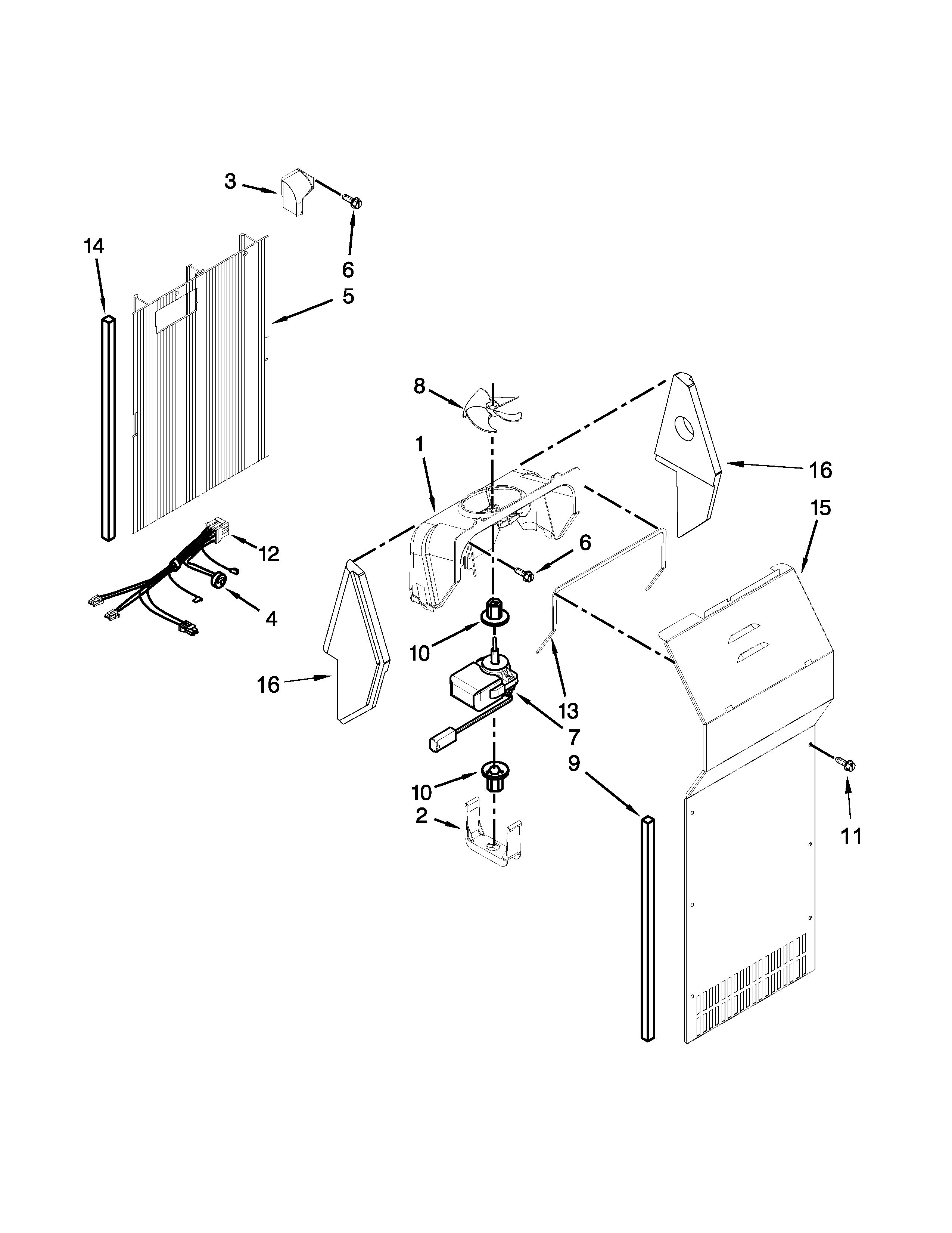Whirlpool WRS322FNAE03 air flow parts diagram