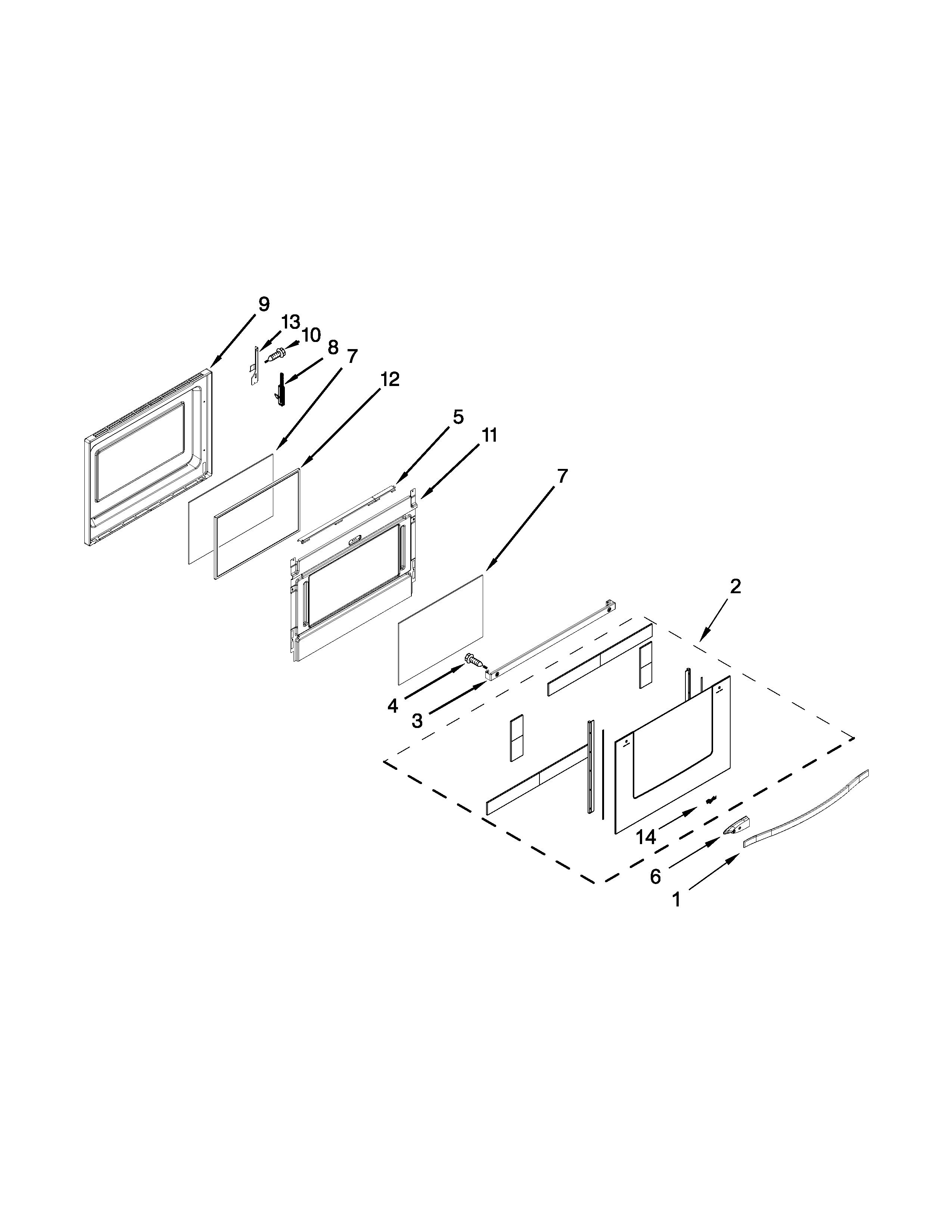 Whirlpool YWGI925C0BS2 lower door parts diagram