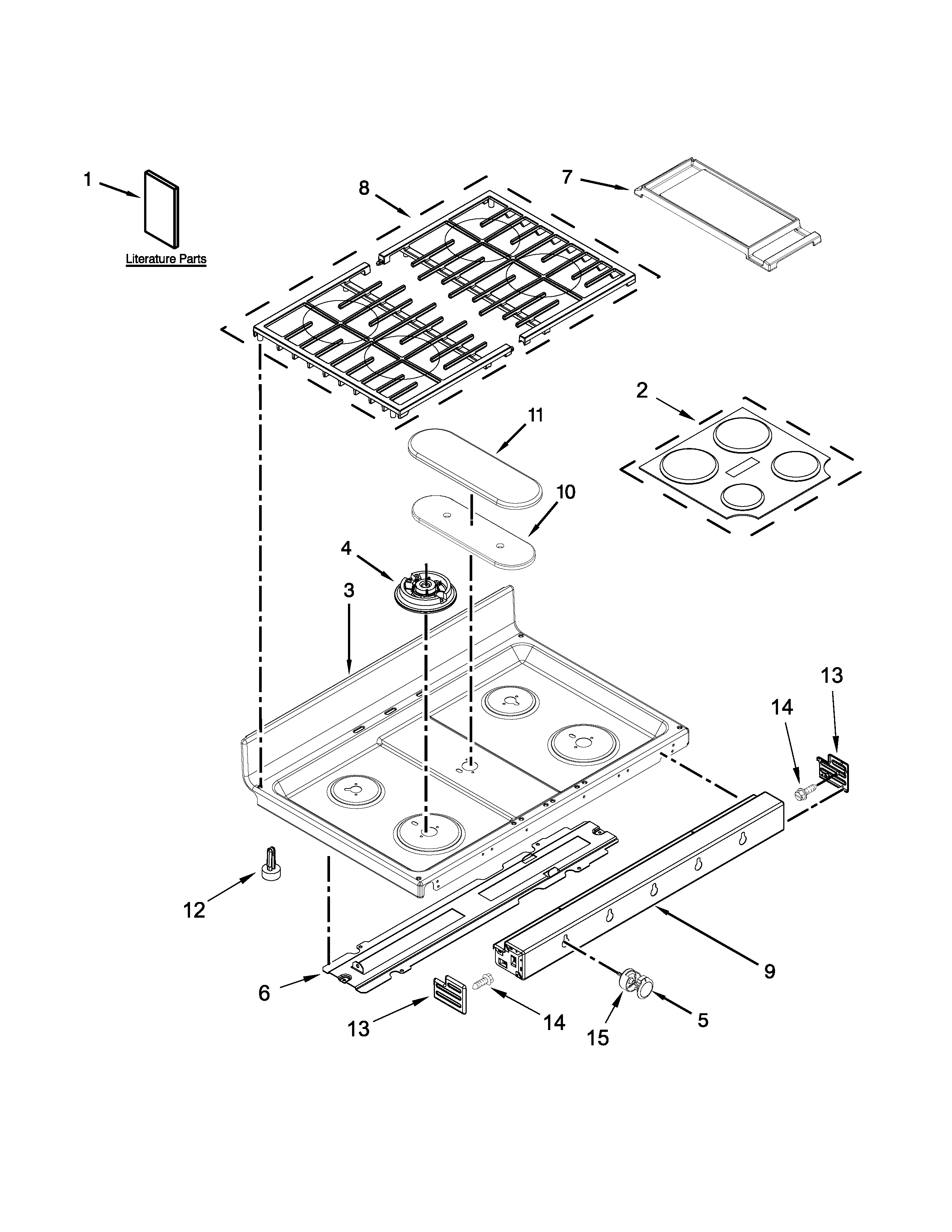 KitchenAid KFGD500EBL01 cooktop parts diagram