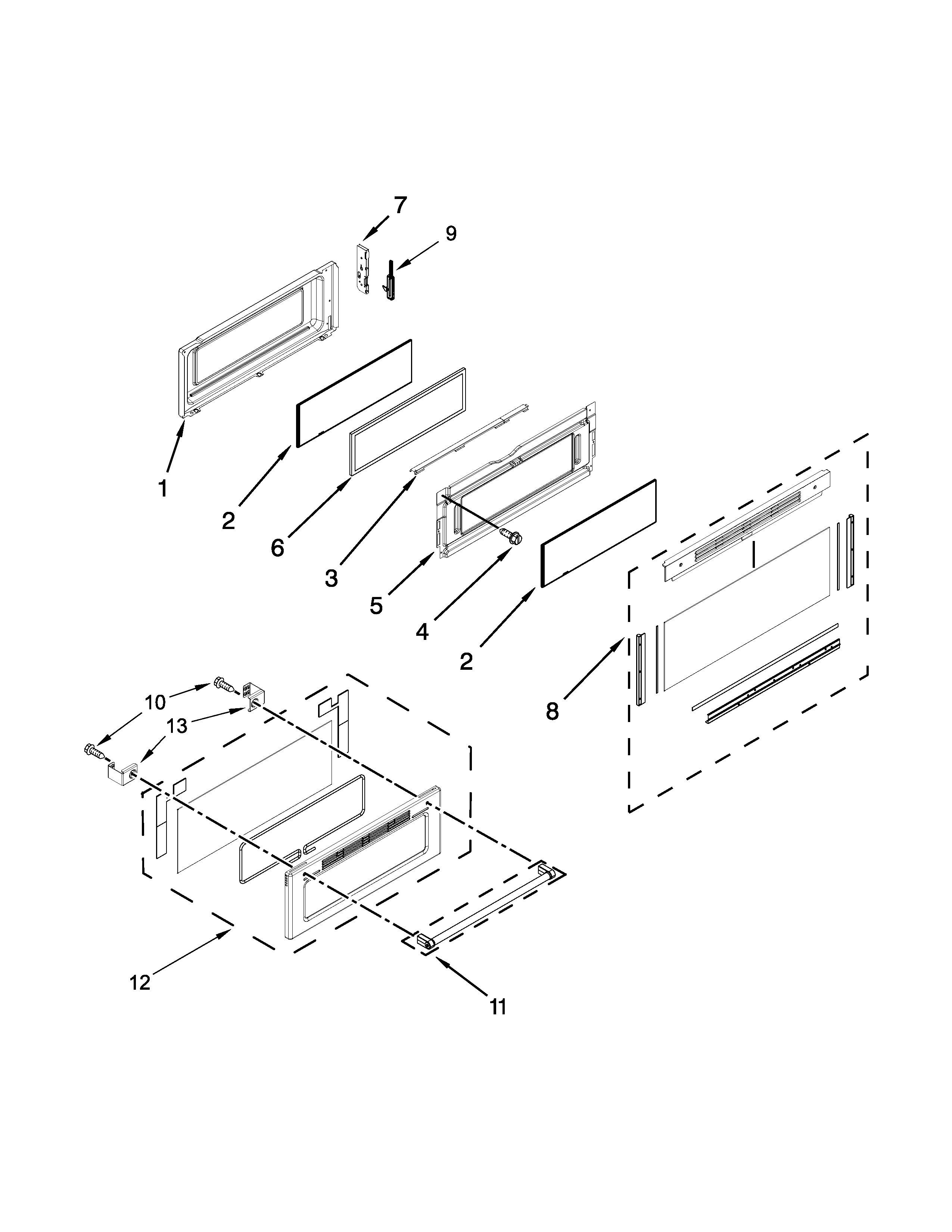 KitchenAid KFGD500EBL01 upper door parts diagram