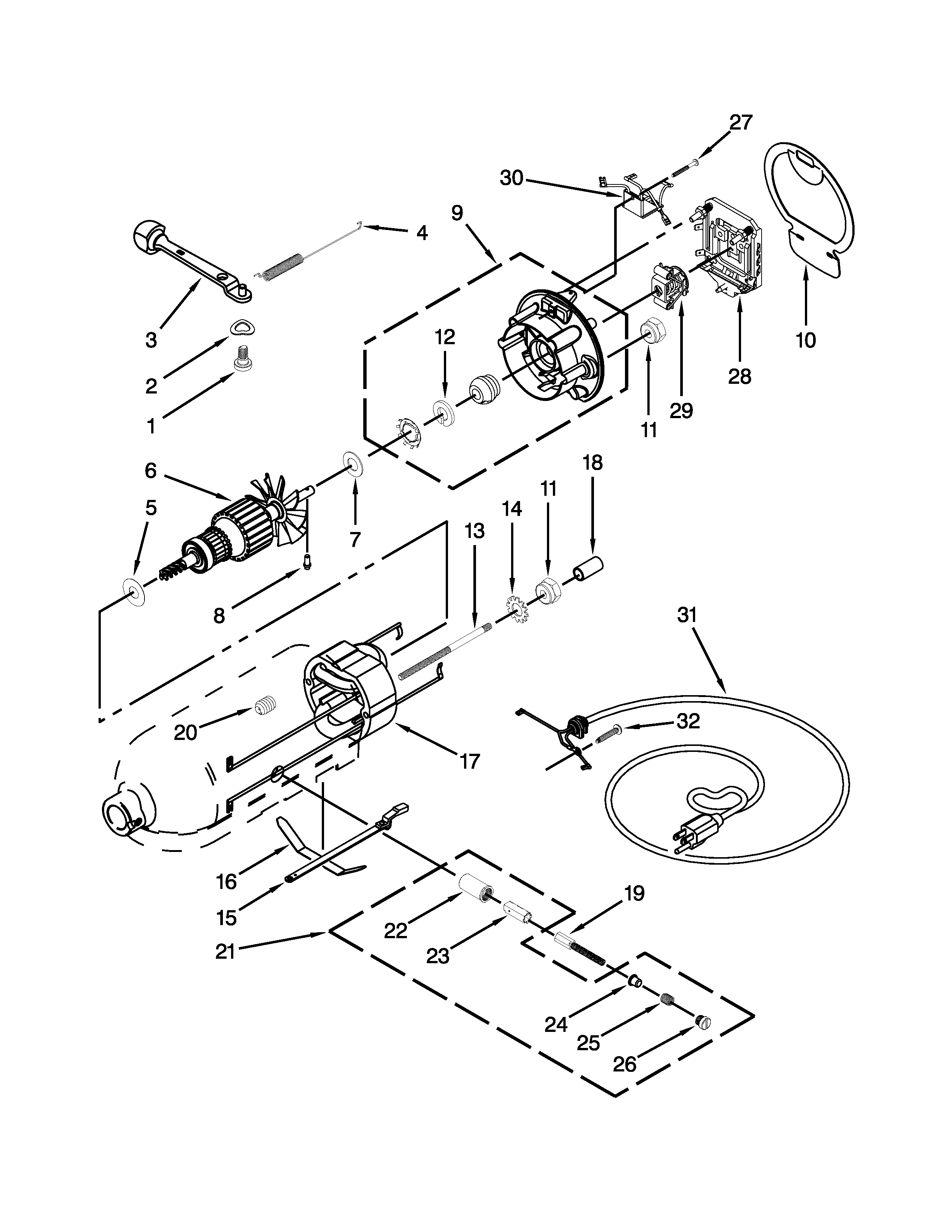 KitchenAid 7KSM150PSZOB0 motor and control unit parts diagram