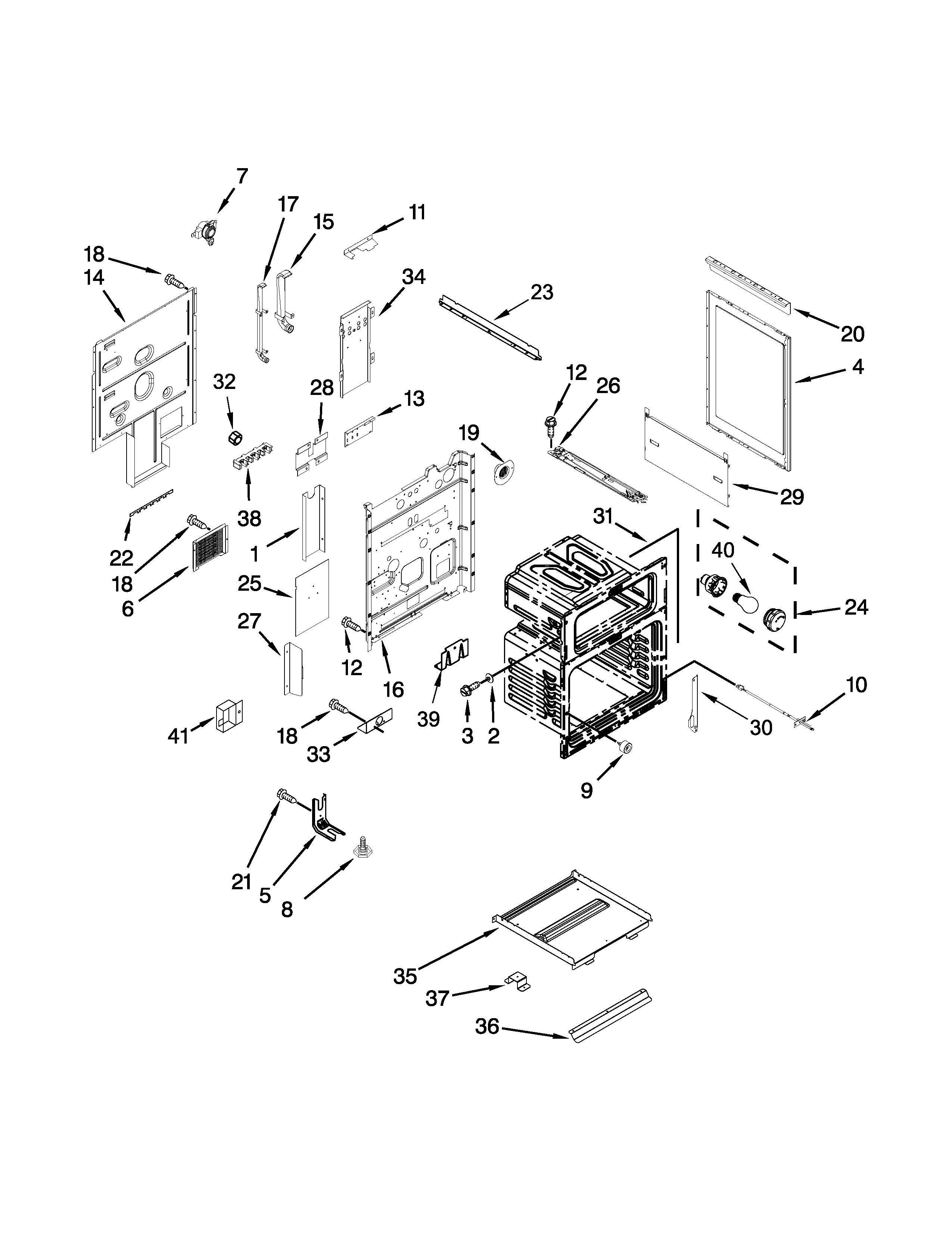Whirlpool WGE755C0BH02 chassis parts diagram