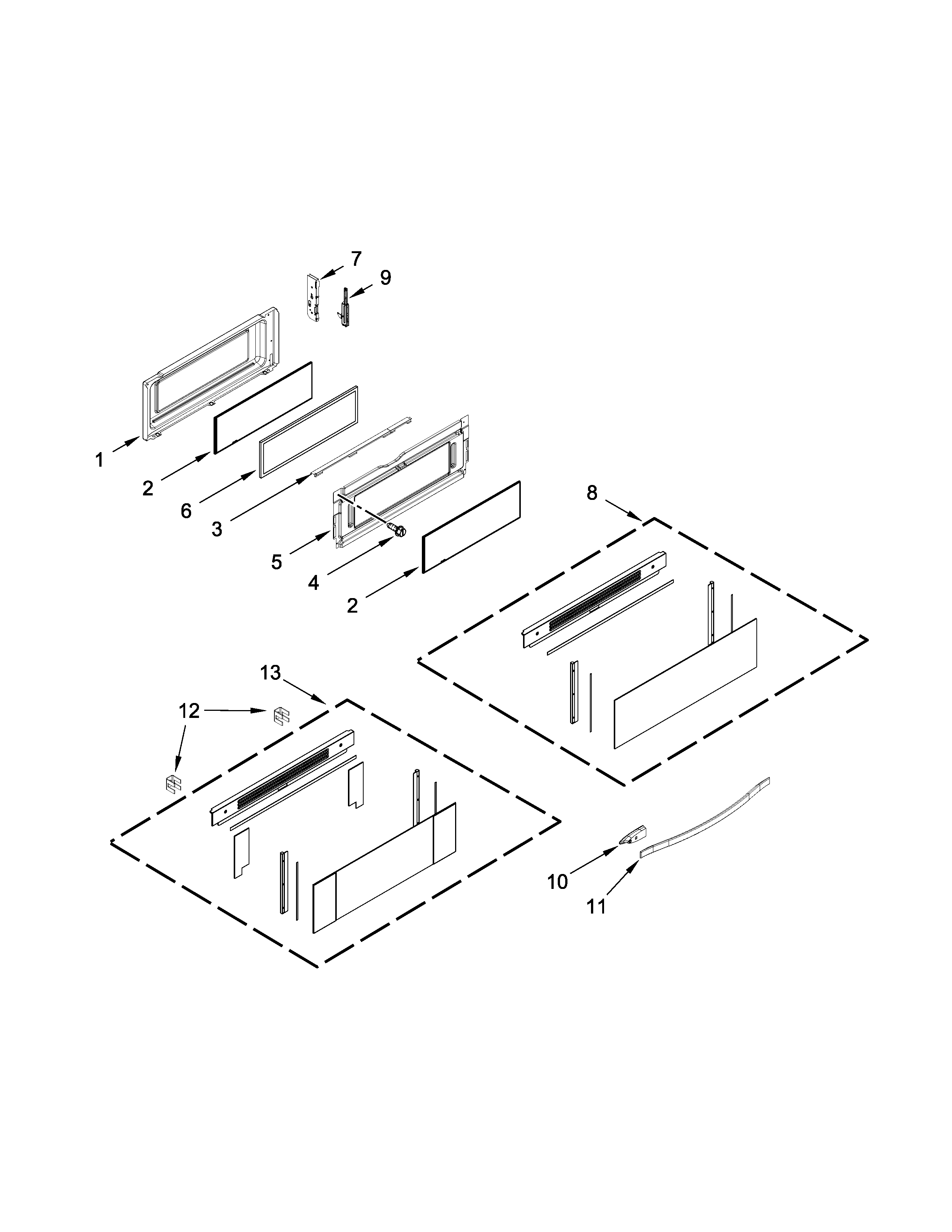 Whirlpool WGE755C0BH02 upper door parts diagram