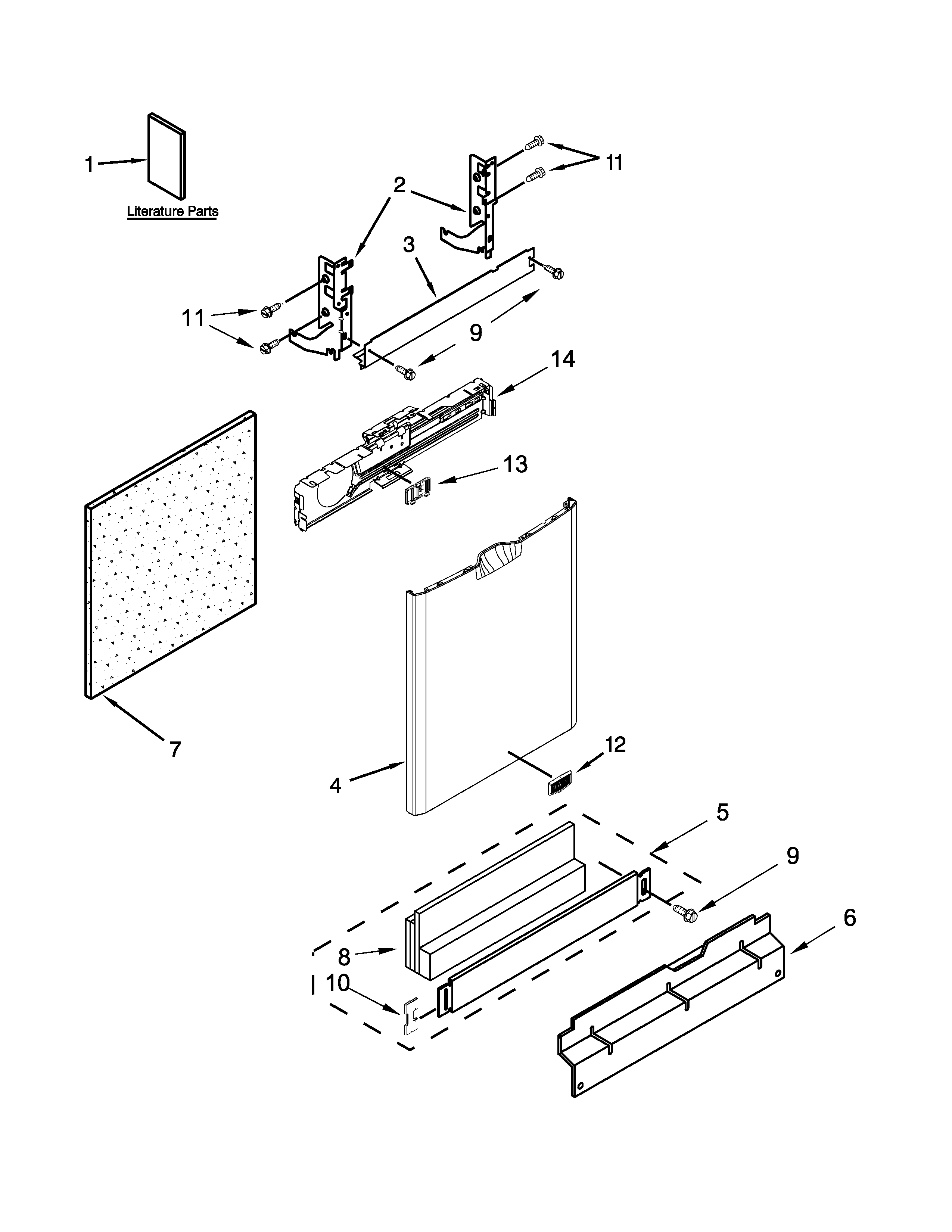 Maytag MDB4949SDH2 door and panel parts diagram