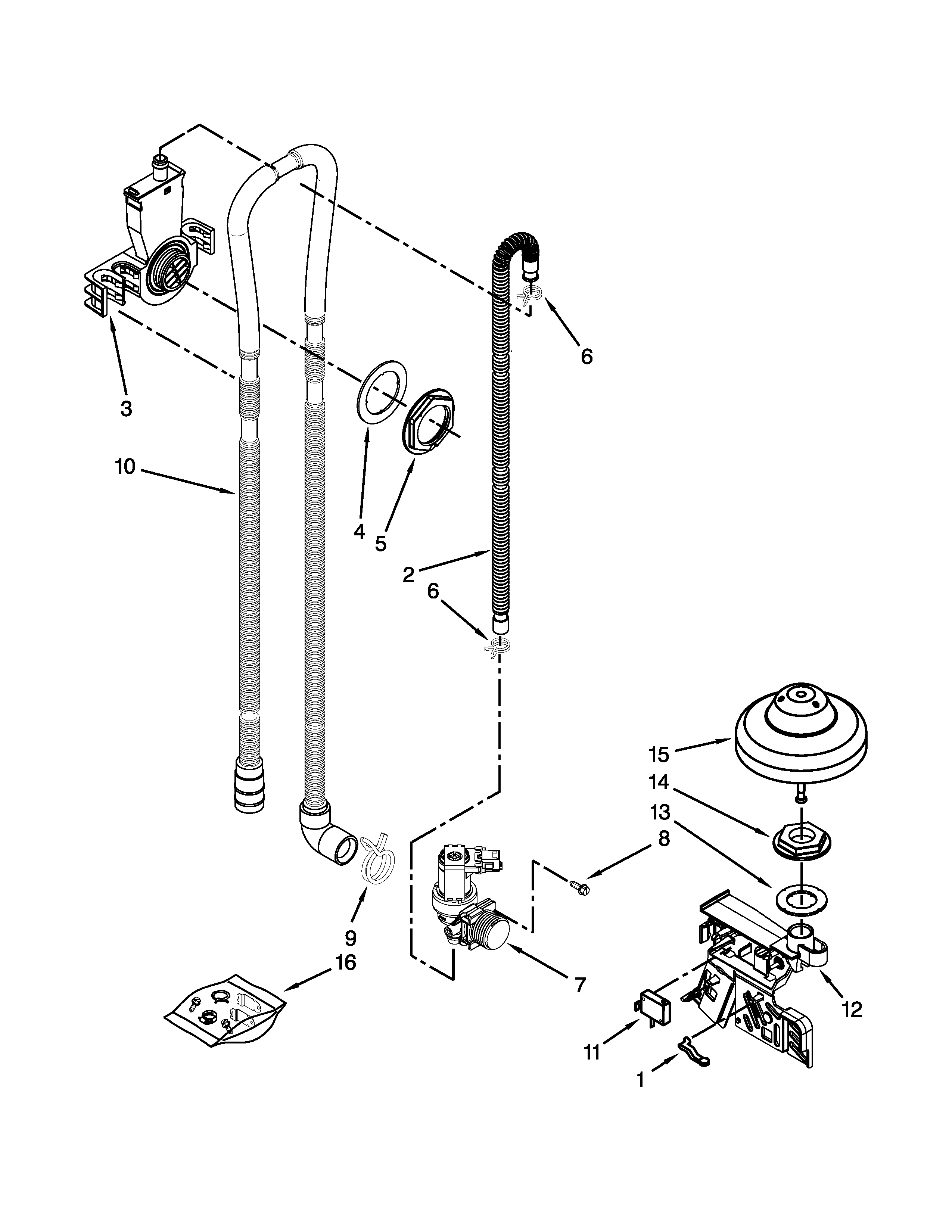Maytag MDB4949SDH2 fill, drain and overfill parts diagram