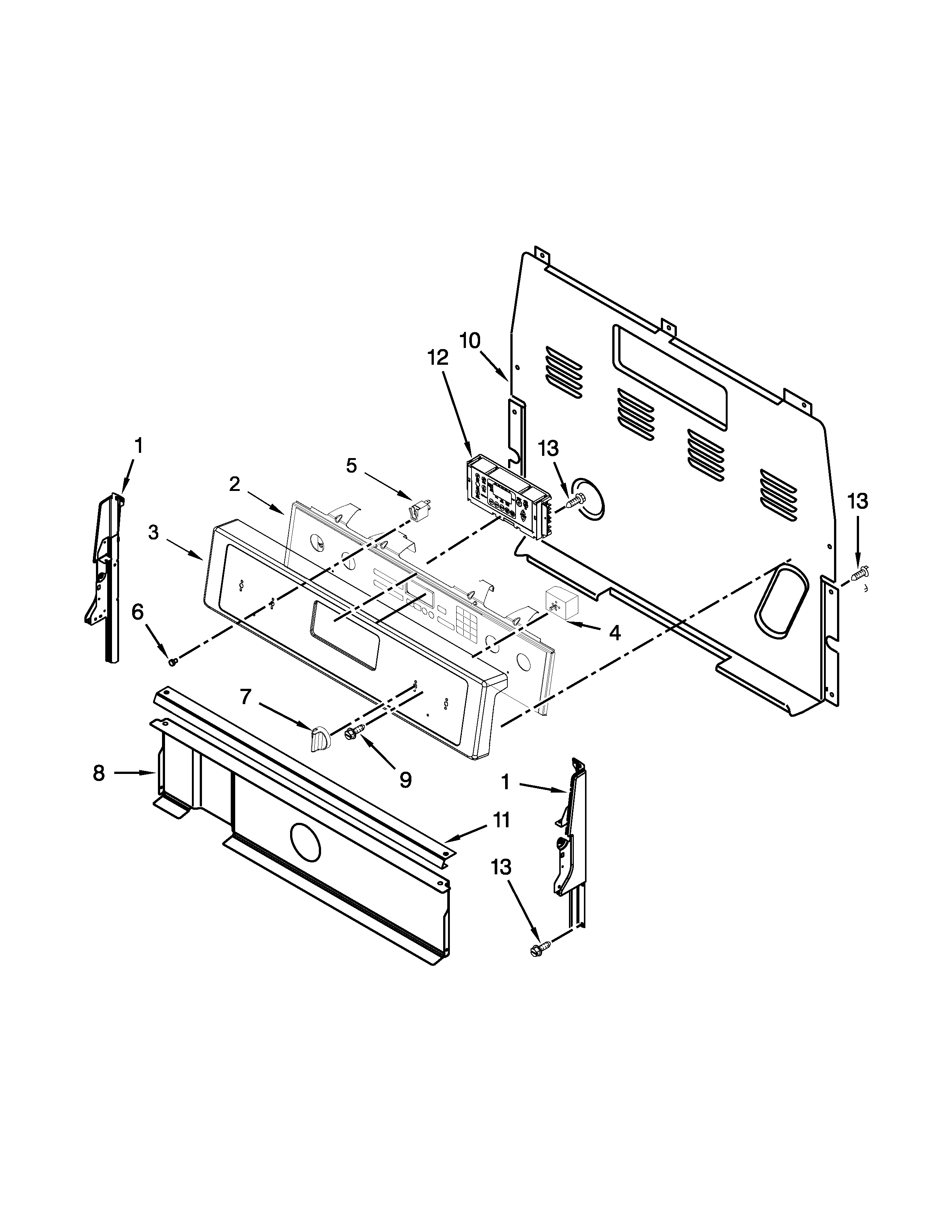 Whirlpool WFE715H0ES0 control panel parts diagram