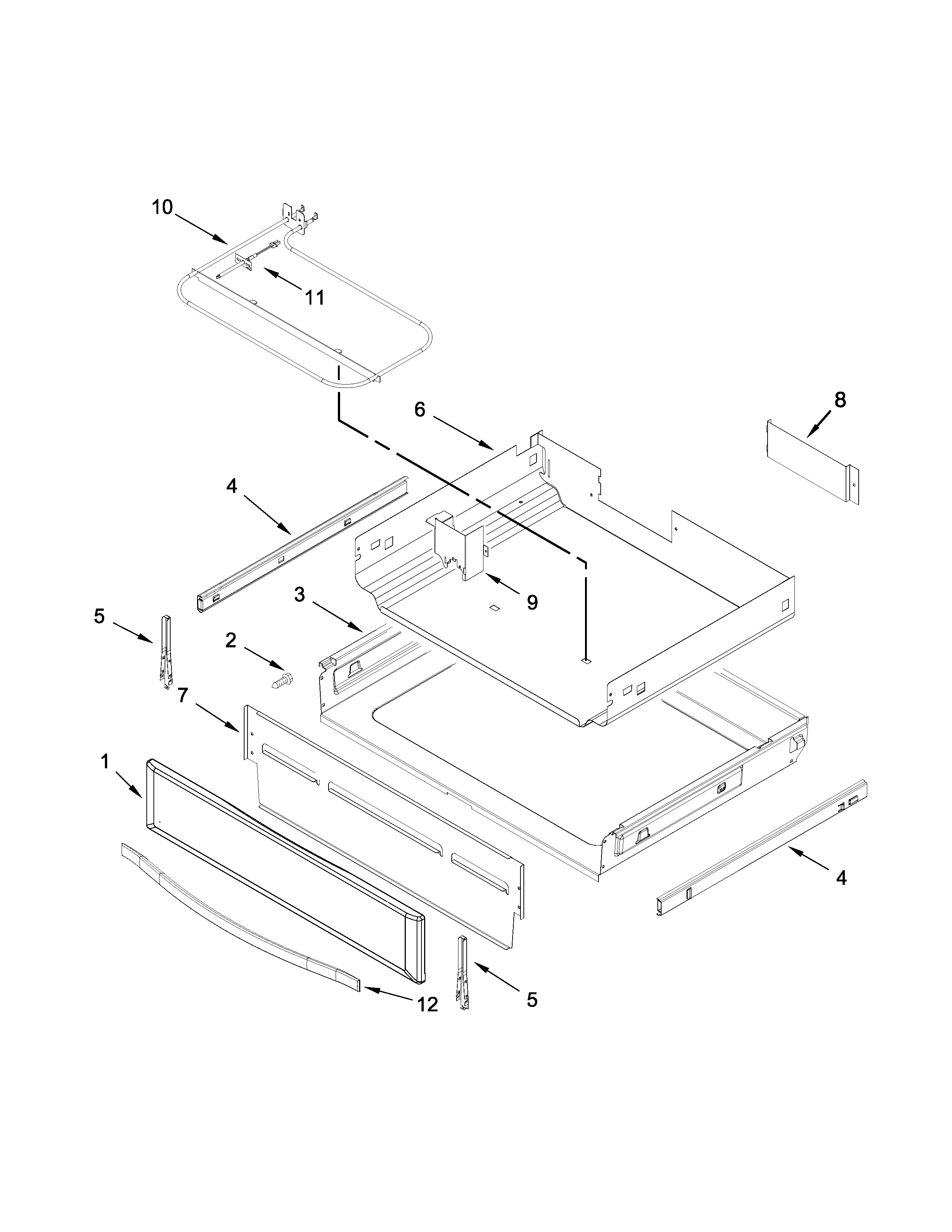 Whirlpool WFE715H0ES0 drawer parts diagram